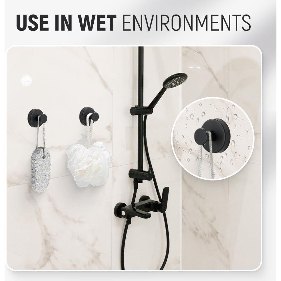 Luxe No-Drill Hooks, Suction Cup Hooks for Wreaths on Glass, 2025 New No Drill Suction Cup Hook for Shower Hanging Towels, Wreath Hanger Holder for Glass Door Bathroom Mirrors (Silver)