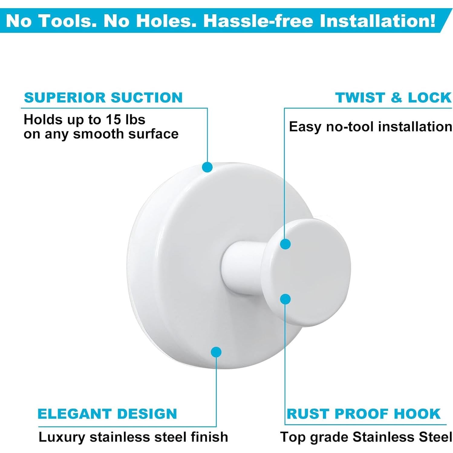 Ganchos de Ventosa AUGLEAF para Ducha y Cocina, 6.8 kg, 2 Pzs