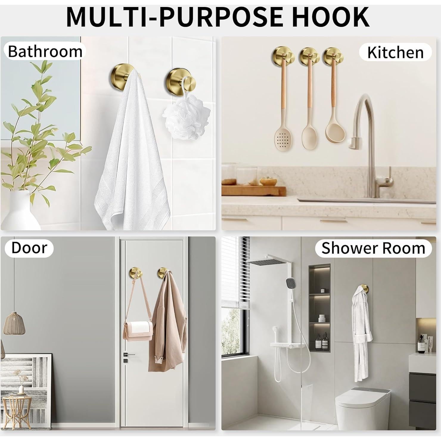 Ganchos de Ventosa KWV para Ducha Oro 2PCS Sin Taladro