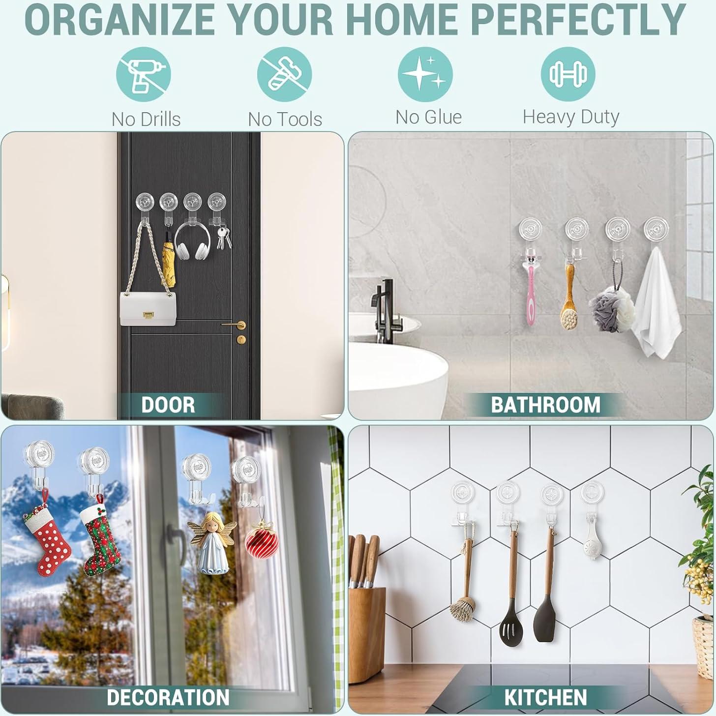 Ganchos de Ventosa Budget & Good - 4 Pcs Impermeables Multiuso