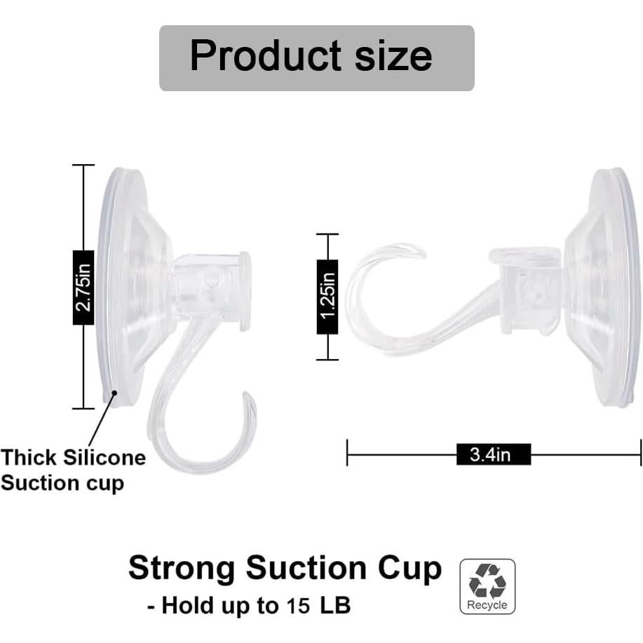 Ganchos de Ventosa Transparente MrAthlet - Paquete de 3, 6.8 kg