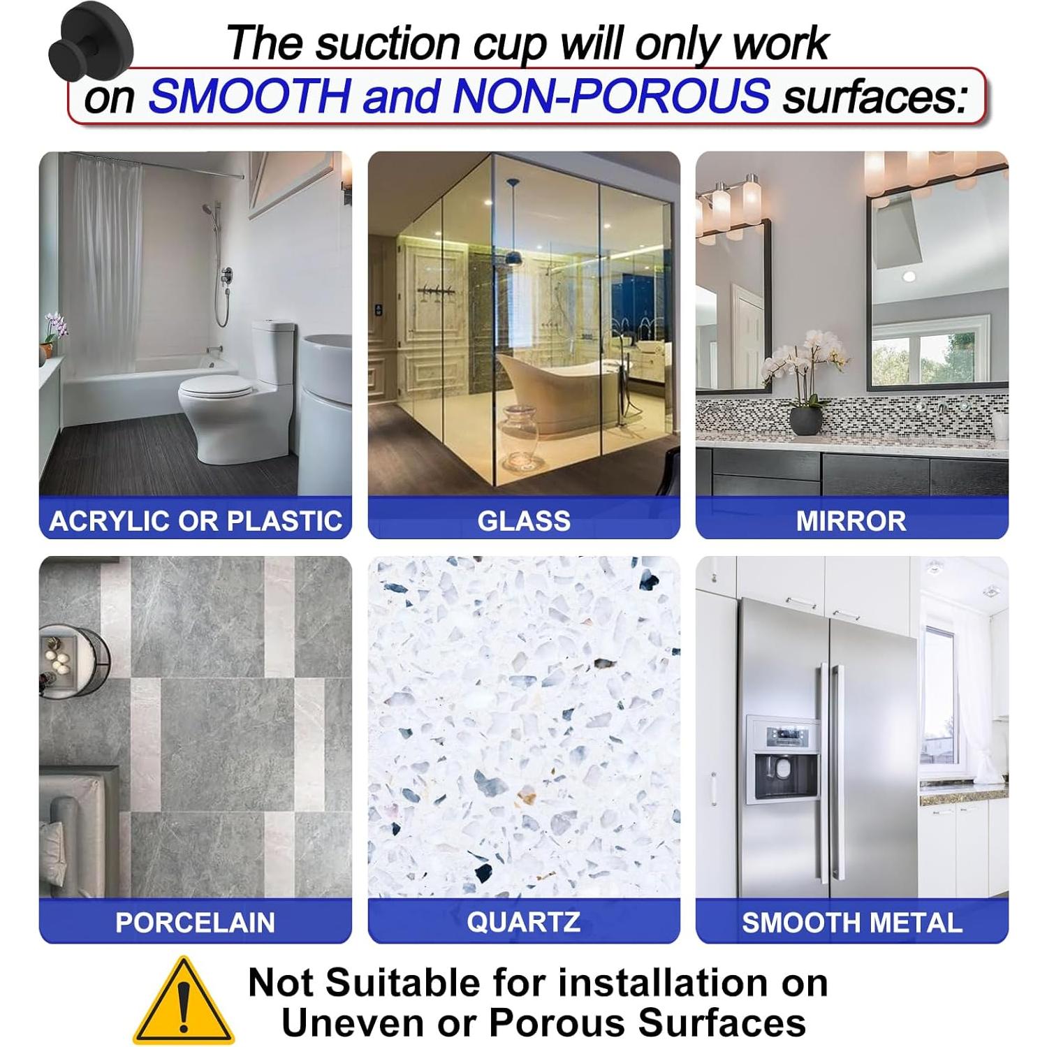 Ganchos de Ventosa Bntuk para Ducha - 2 Paquete Negro