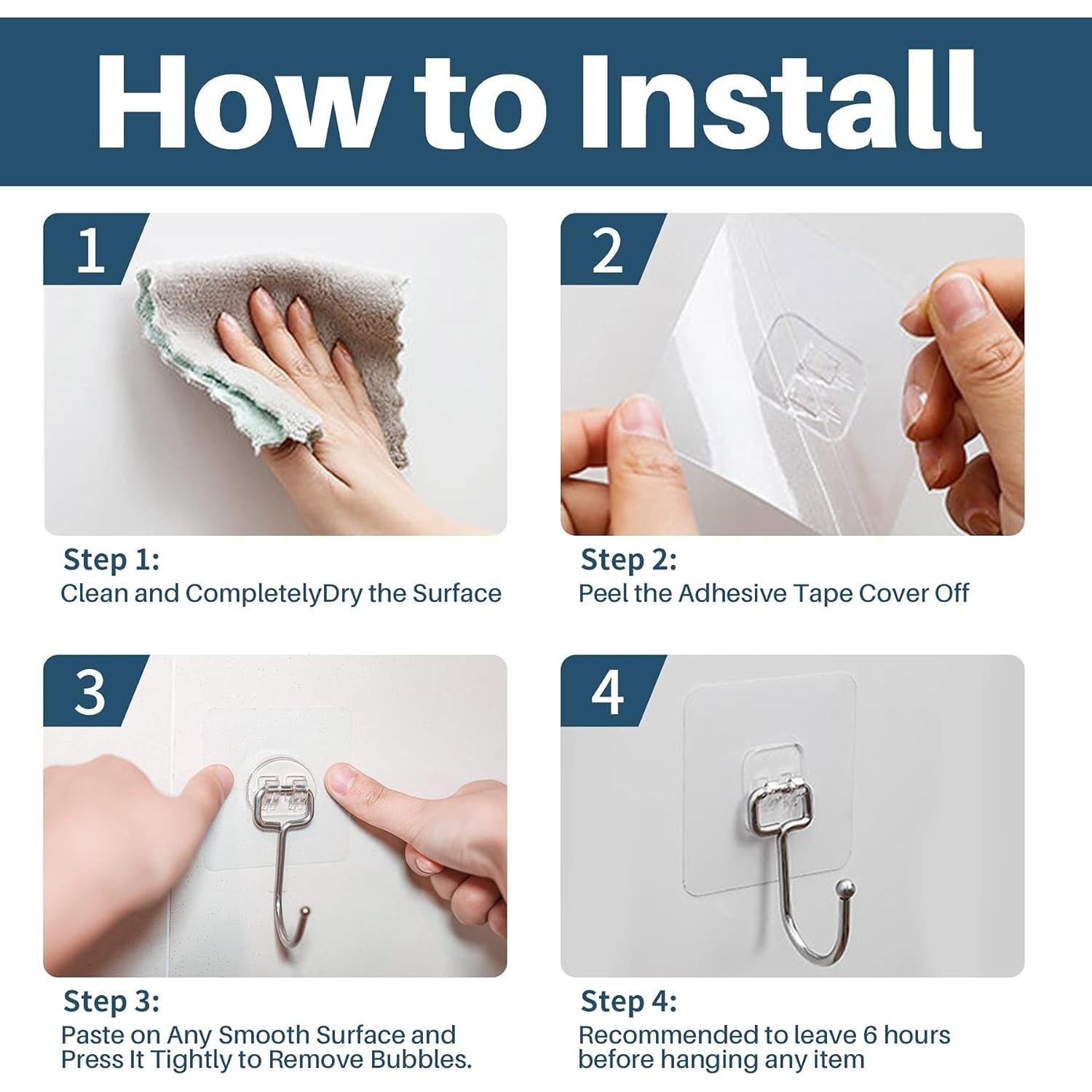 Ganchos Adhesivos Antimbee 10-Pack Alta Resistencia 16.8 kg