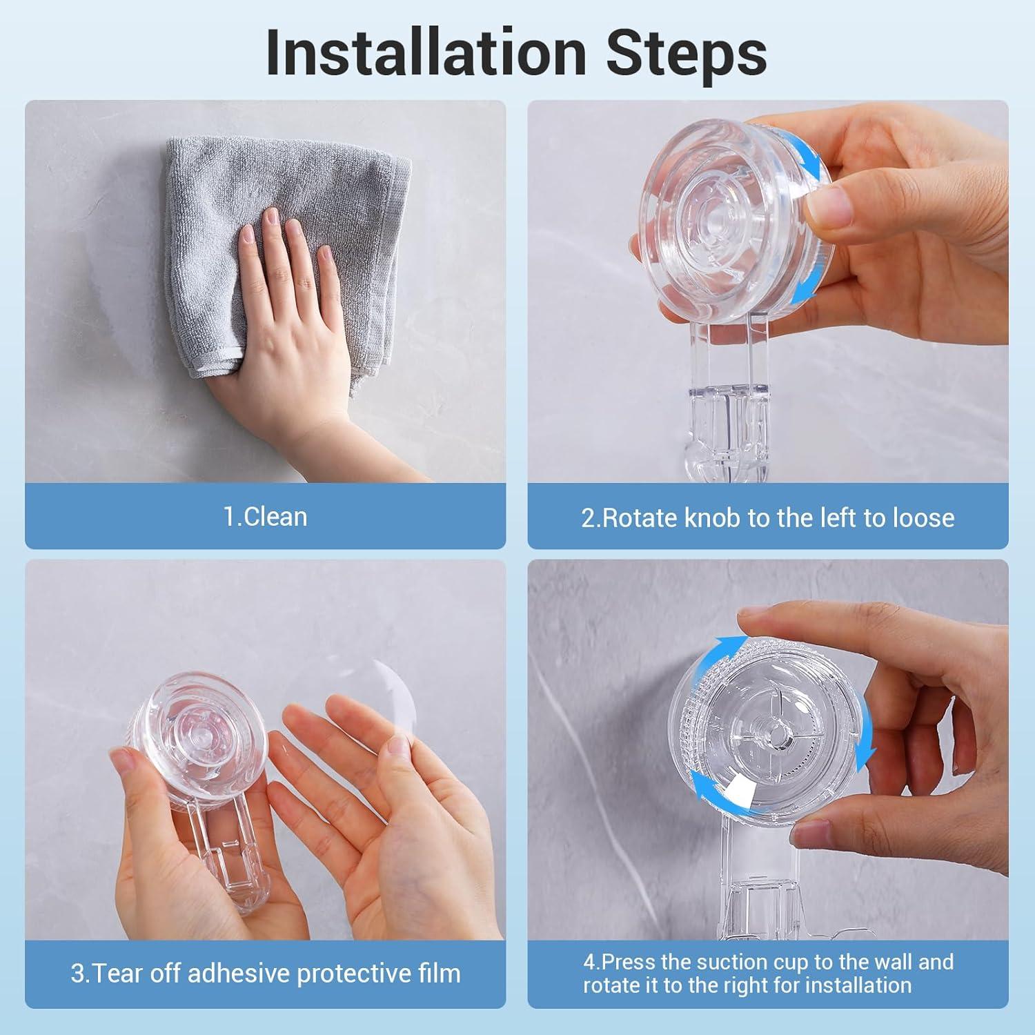 Ganchos de Ventosa LUXEAR para Ducha - Paquete de 4 - Soporta 3kg