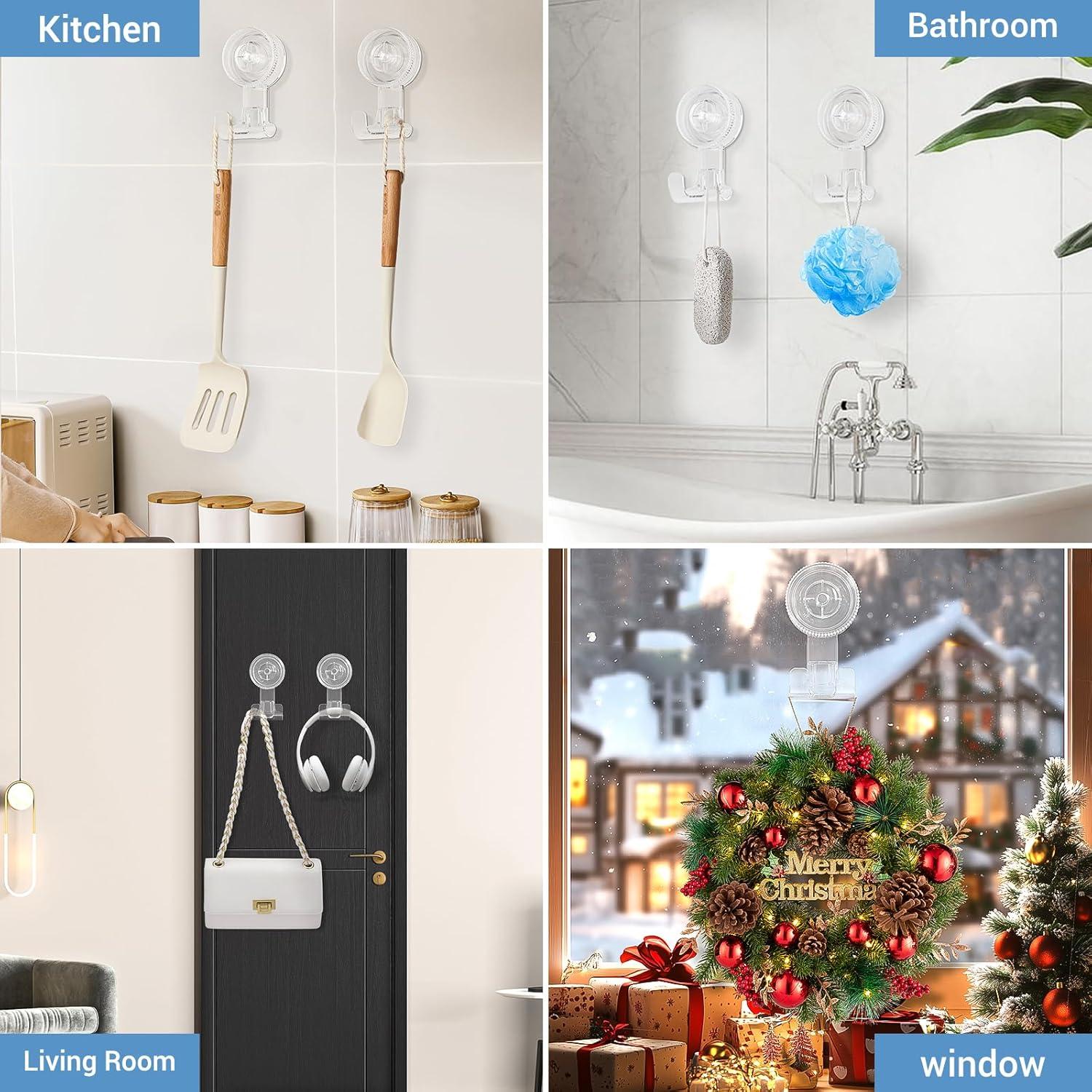 Ganchos de Ventosa LUXEAR para Ducha - Paquete de 4 - Soporta 3kg