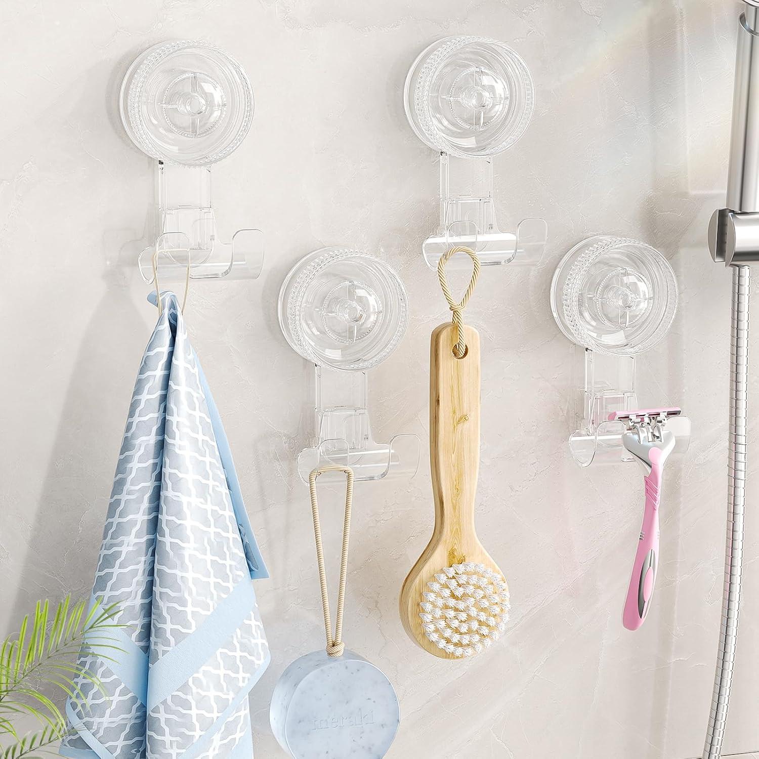 Ganchos de Ventosa LUXEAR para Ducha - Paquete de 4 - Soporta 3kg