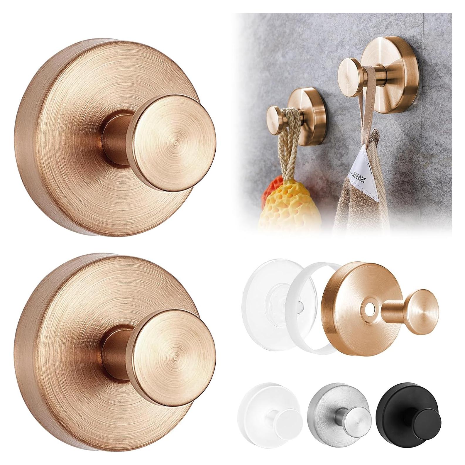 Ganchos de Ventosa Gestarich Oro Rosa 2 Piezas Acero Inoxidable