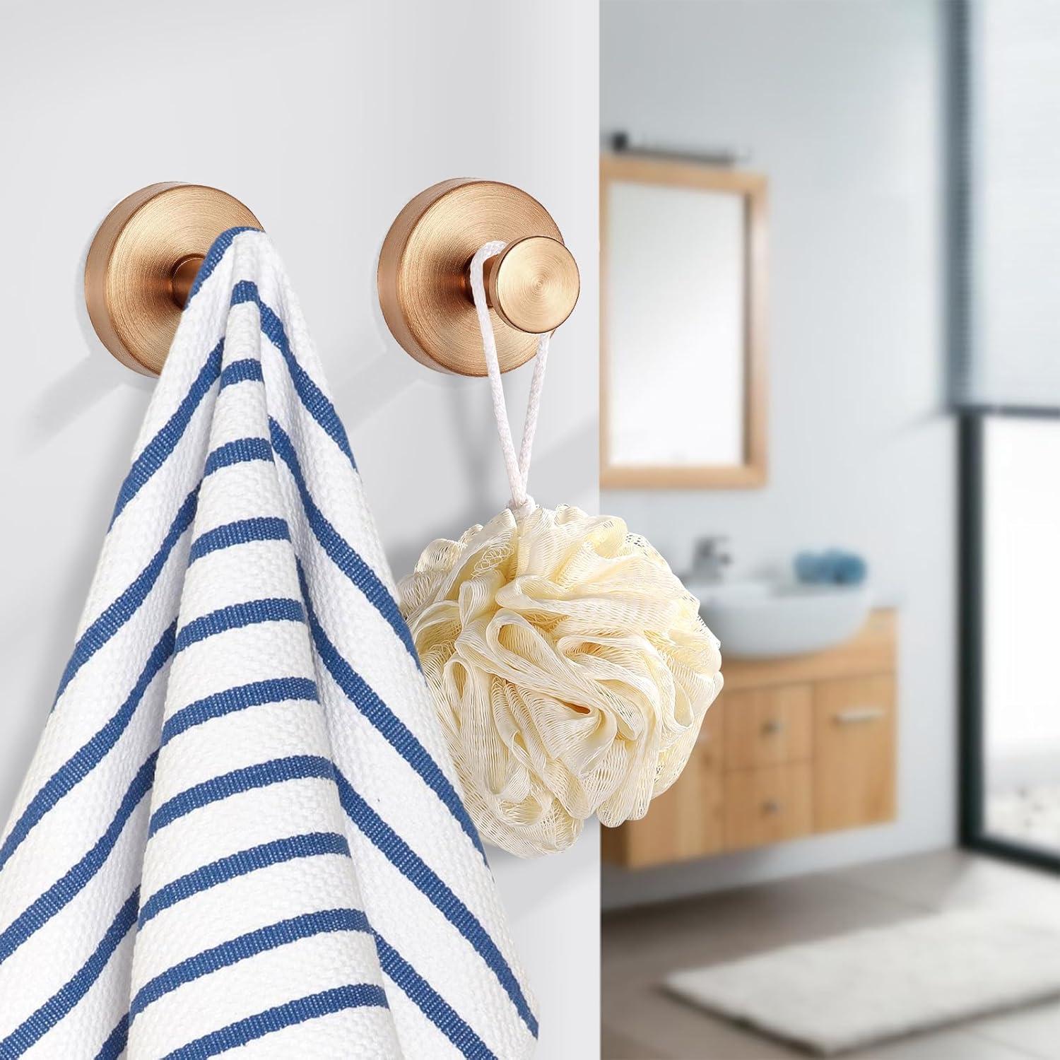 Ganchos de Ventosa Gestarich Oro Rosa 2 Piezas Acero Inoxidable