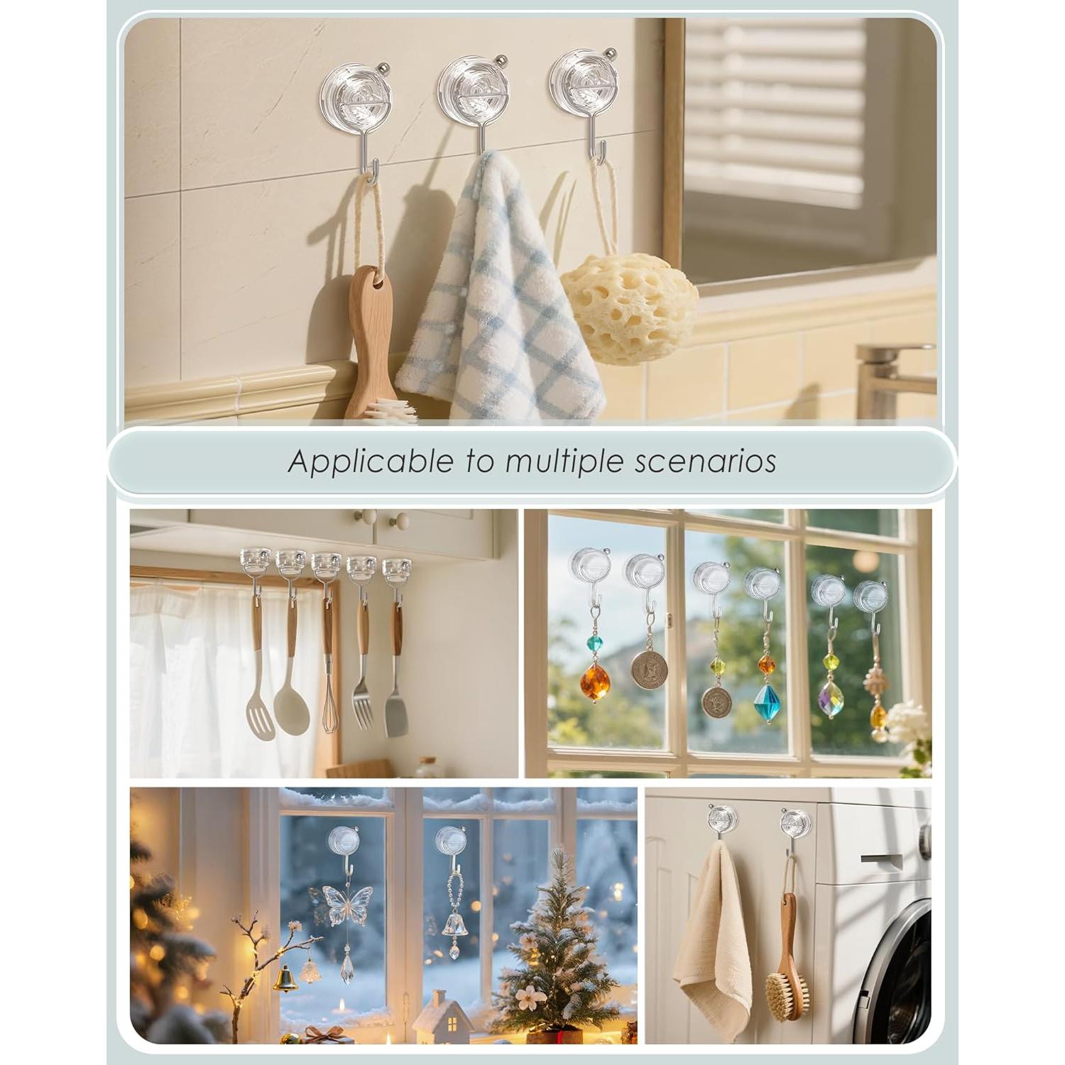 Ganchos de Ventosa Transparentes Jadkysarh - Paquete de 2