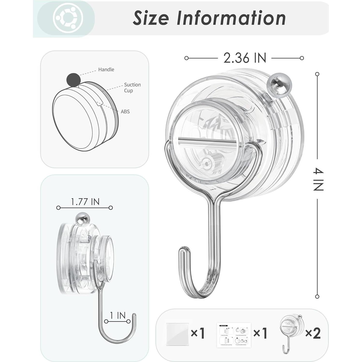 Ganchos de Ventosa Transparentes Jadkysarh - Paquete de 2