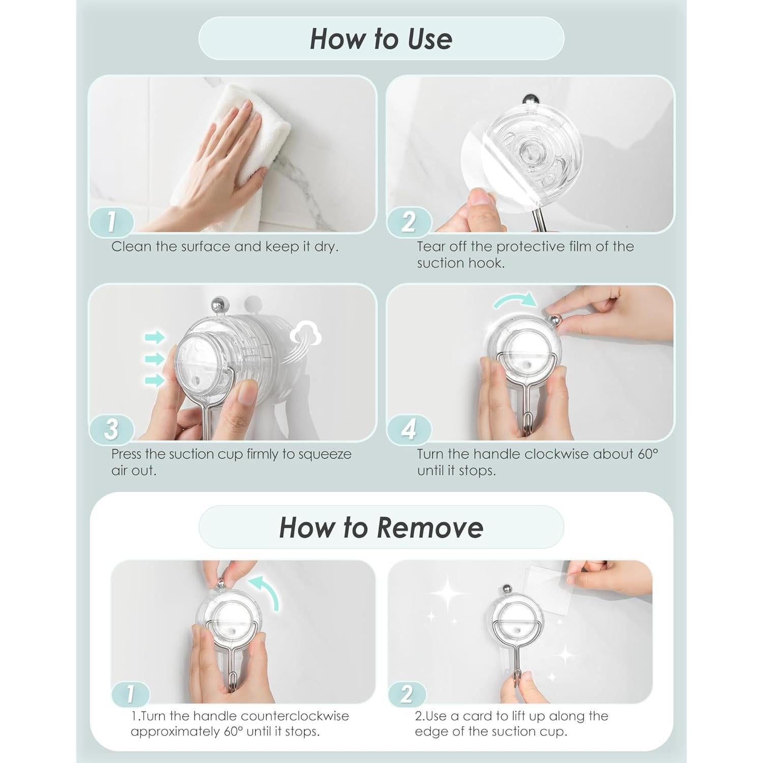 Ganchos de Ventosa Transparentes Jadkysarh - Paquete de 2