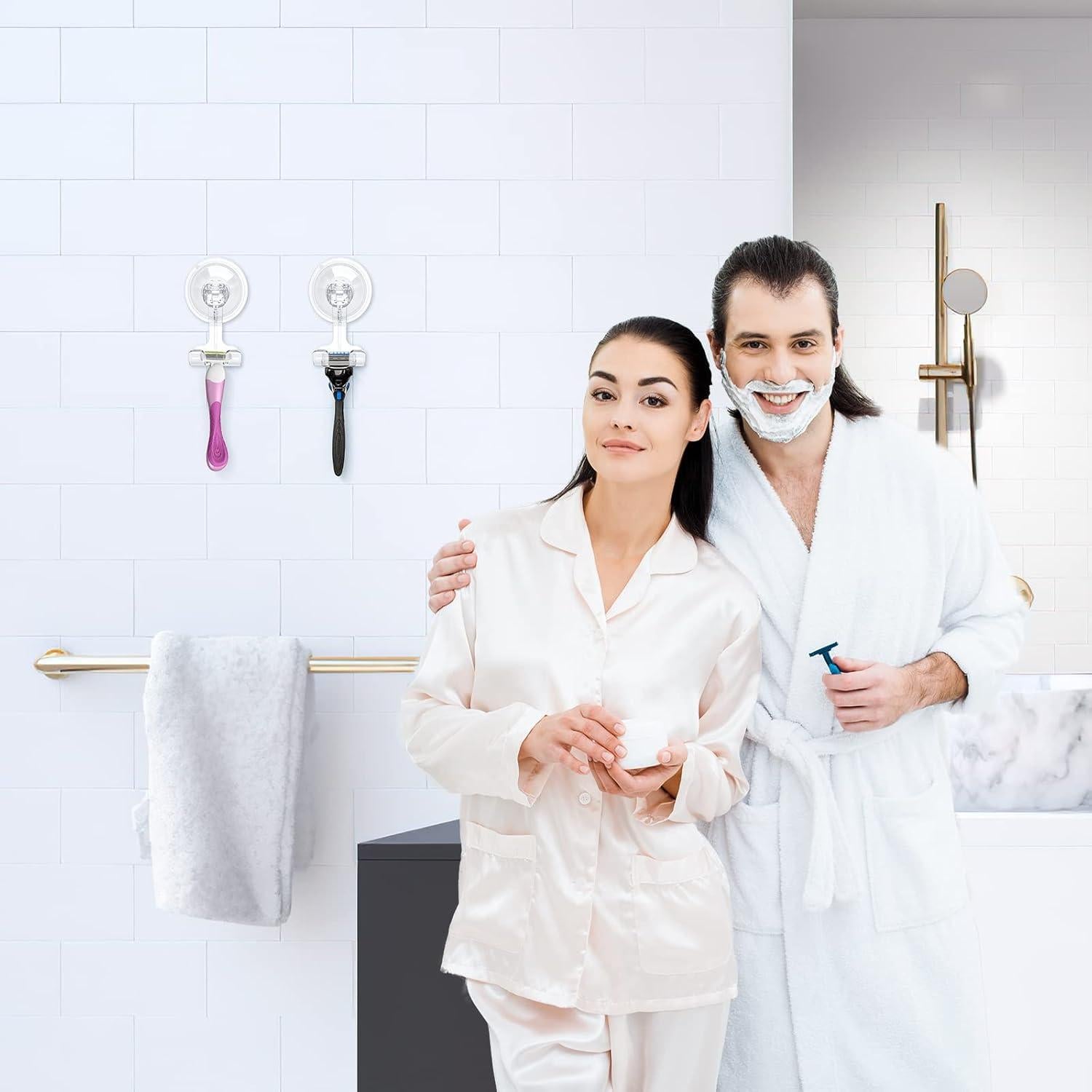 Soporte de Afeitar con Ventosa VIS'V - 2 Pcs, Transparente, Removible