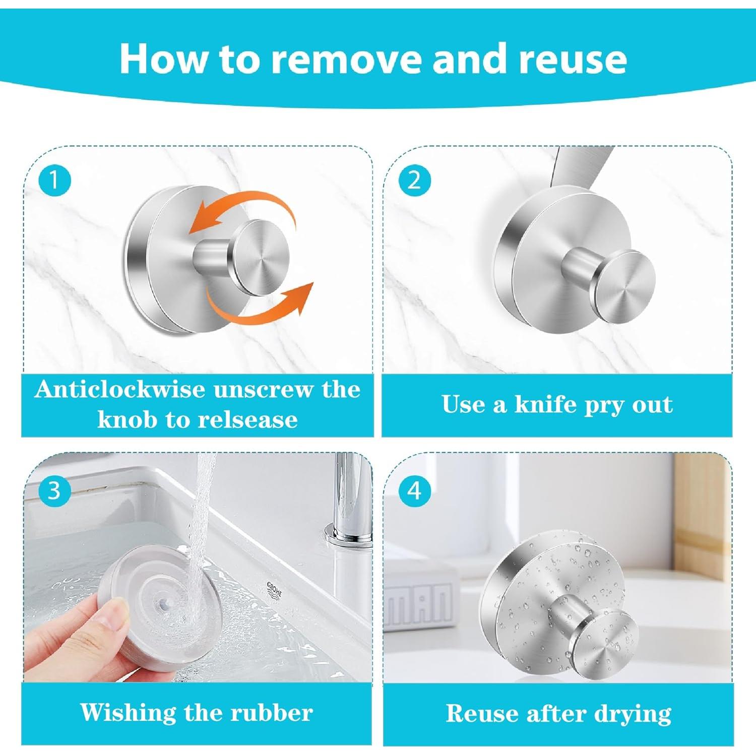 2pcs Suction Cup Hooks for Shower,Inside Shower,Wall,Bathroom,Bedroom,Kitchen,Door,Glass Window, Mirror, Tile, No Drilling Hanging for Towels,Robes,Loofah,hat,Clothing,Wreath (Silver)