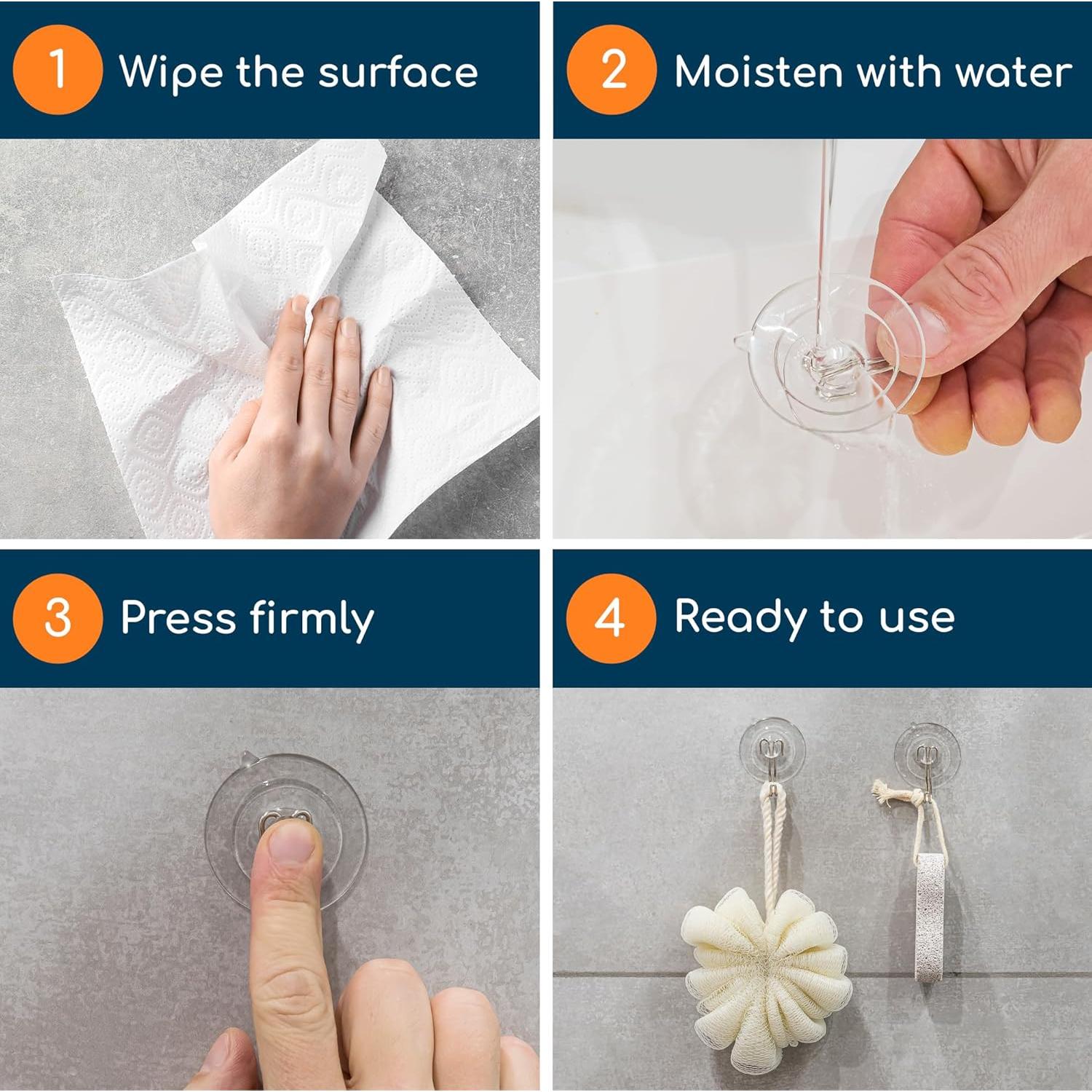 GLUIT Suction Cup Hooks - Utility Hook Wall Hangers for All Purposes Stainless Steel Removable Small Suction Cups for Kitchen Bathroom Shower Wall Window Glass Door 3 lbs (14 Suction Hooks)