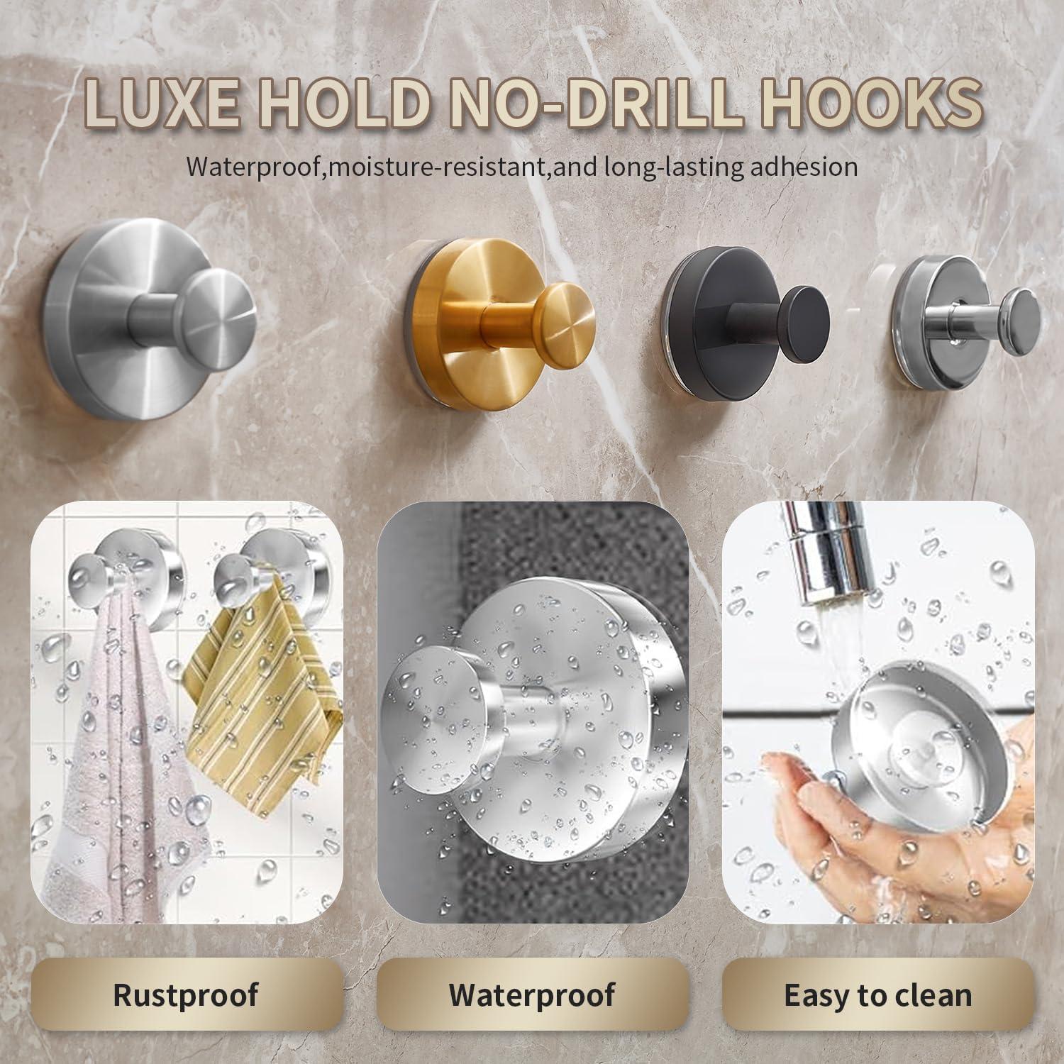 Ganchos de Ventosa SOCORIA 4 Piezas Acero Inoxidable Negro