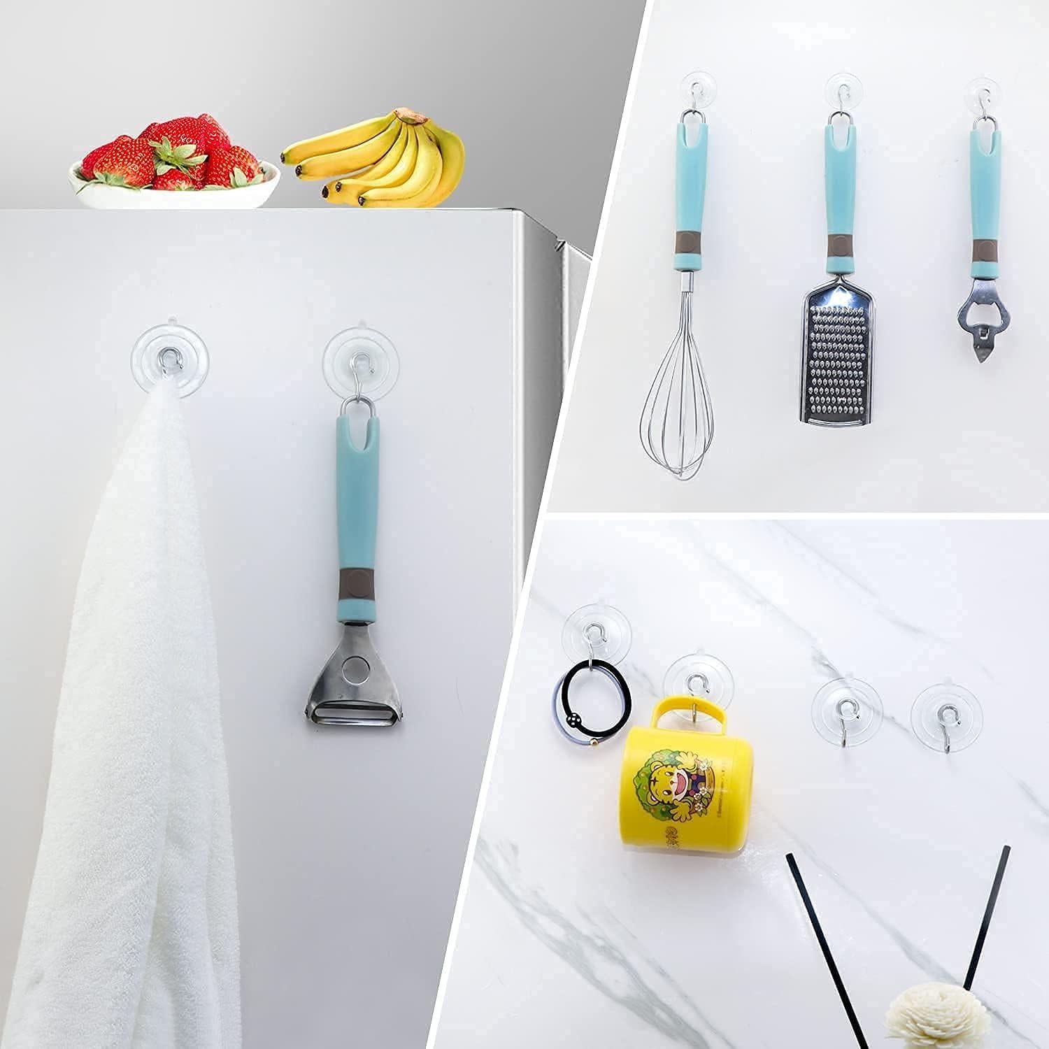 Ganchos de Ventosa Multiusos ETwinCoo - 12 Piezas, 3 Tamaños