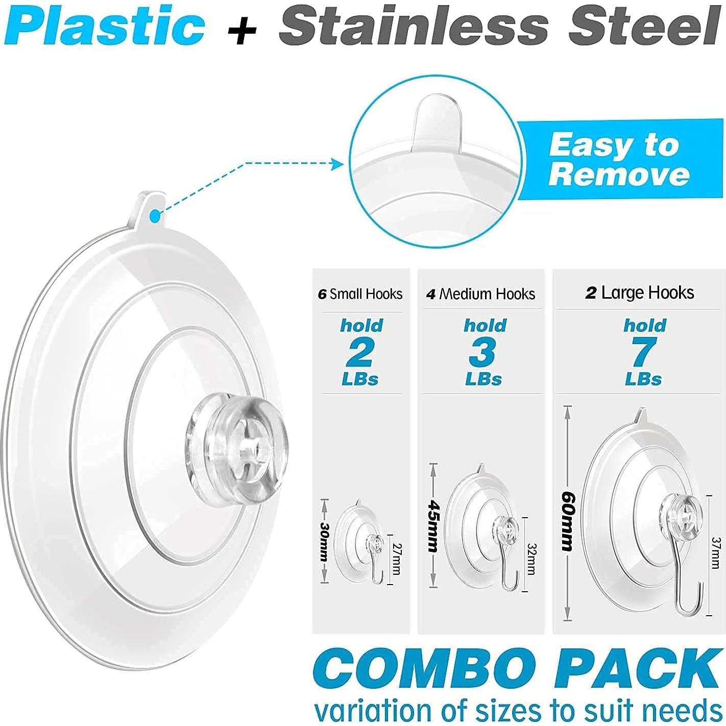Ganchos de Ventosa Multiusos ETwinCoo - 12 Piezas, 3 Tamaños