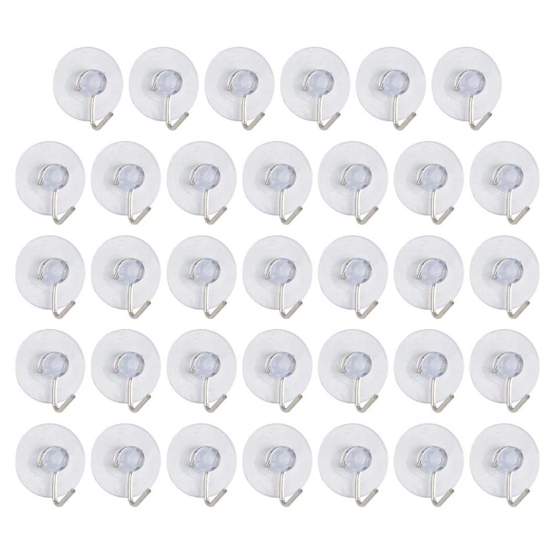 uxcell 34pcs Suction Cup Hooks 1 Inch Diameter Wall Hooks Hangers Removable Kitchen Bathroom Wall Vacuum Holder for Smooth Tile Glass