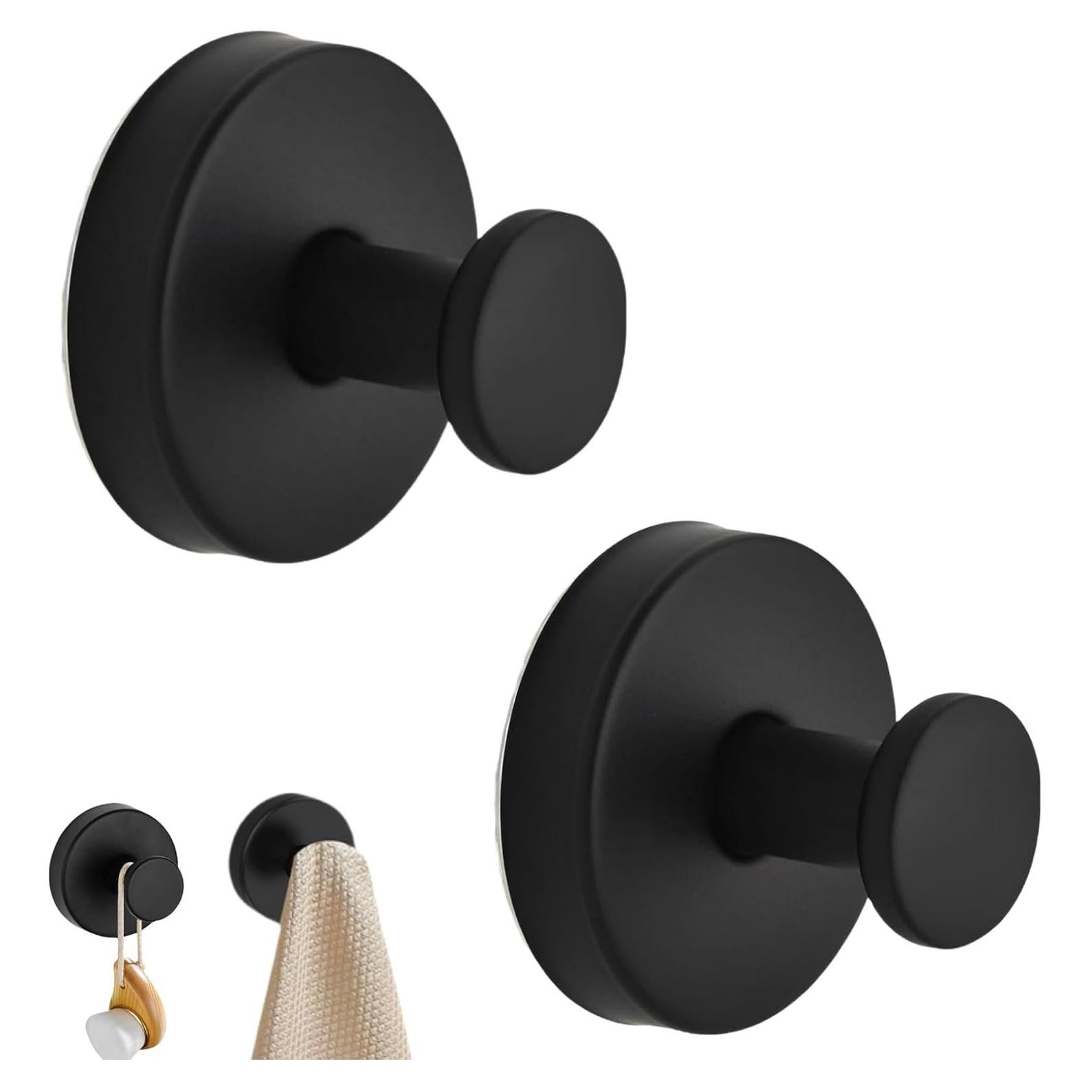 Ganchos de Ventosa FIPDNUY Negros para Baño y Cocina 2Pack