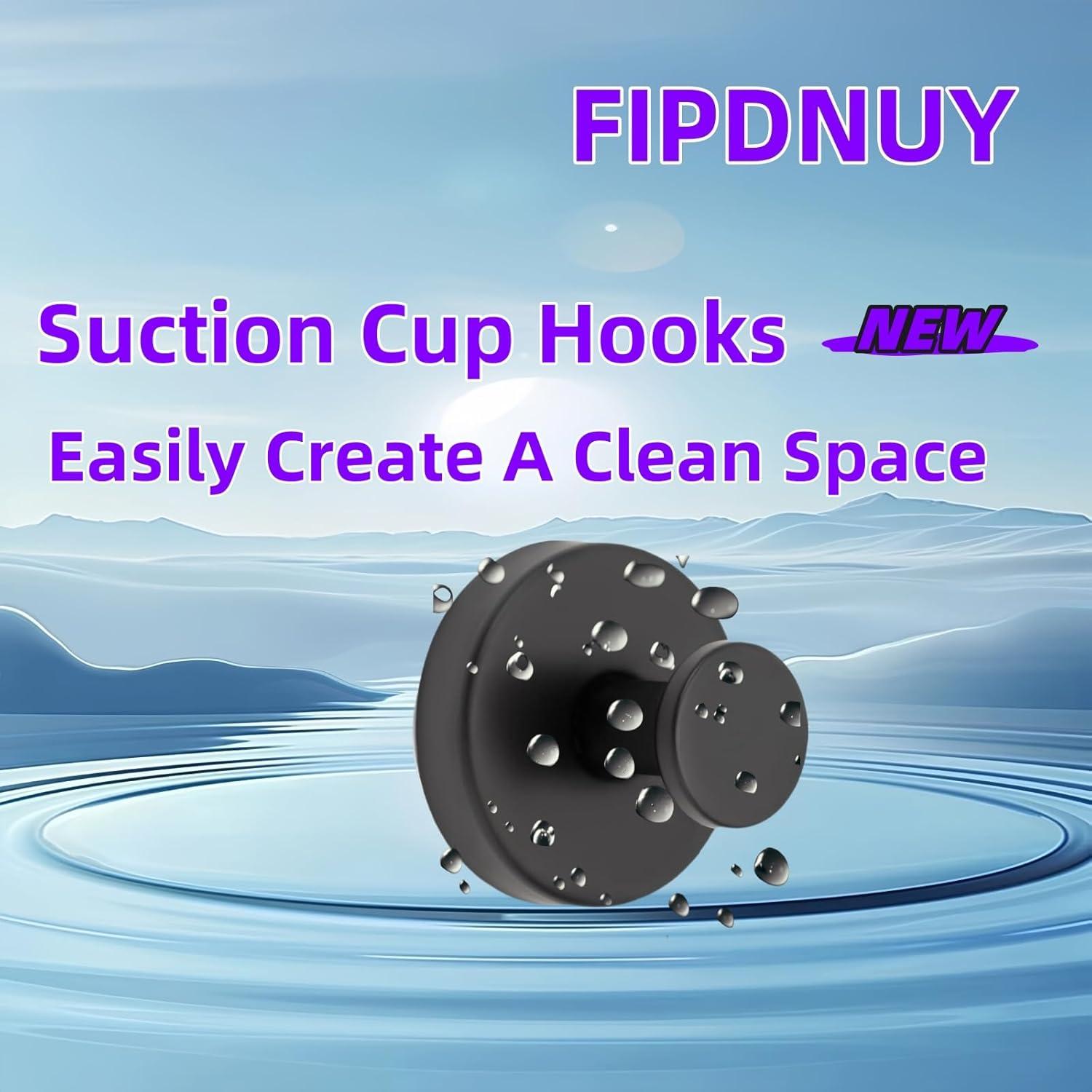 Ganchos de Ventosa FIPDNUY Negros para Baño y Cocina 2Pack