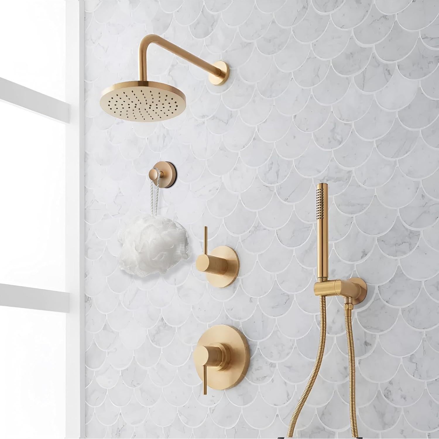 Ganchos de Ventosa ARBELLE para Ducha - Oro Cepillado - 2 Piezas