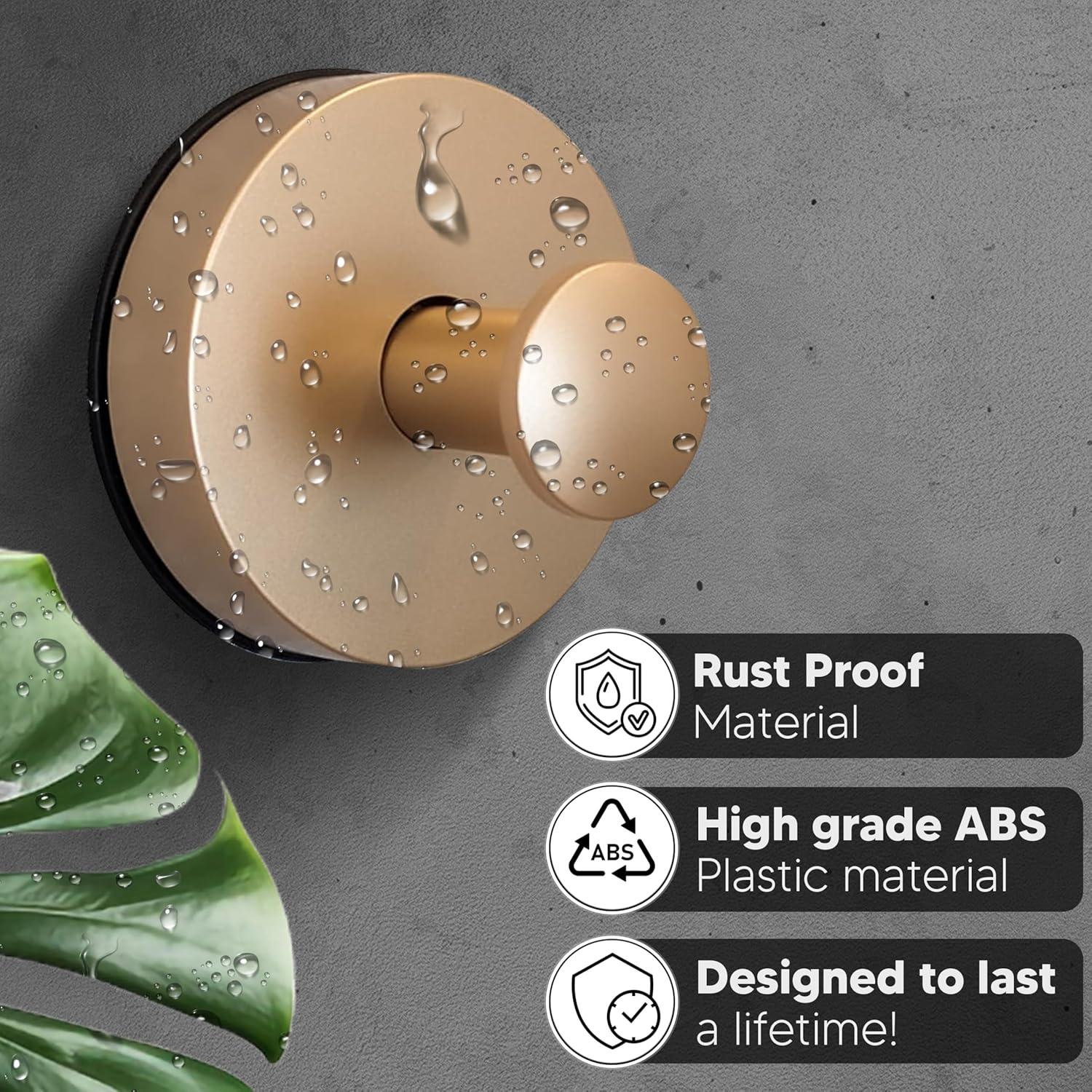 Ganchos de Ventosa ARBELLE para Ducha - Oro Cepillado - 2 Piezas