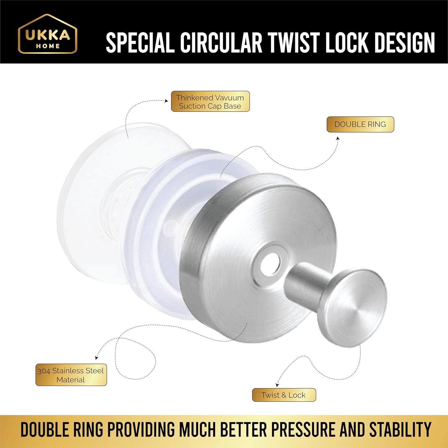 Ganchos de Ventosa UKKA HOME Acero Inoxidable 2 Unidades