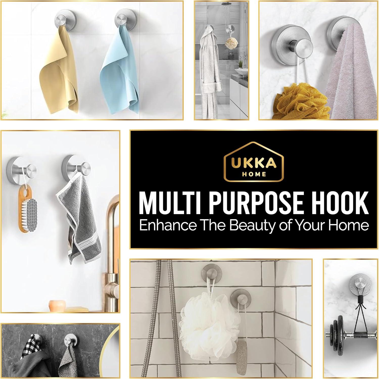 Ganchos de Ventosa UKKA HOME Acero Inoxidable 2 Unidades