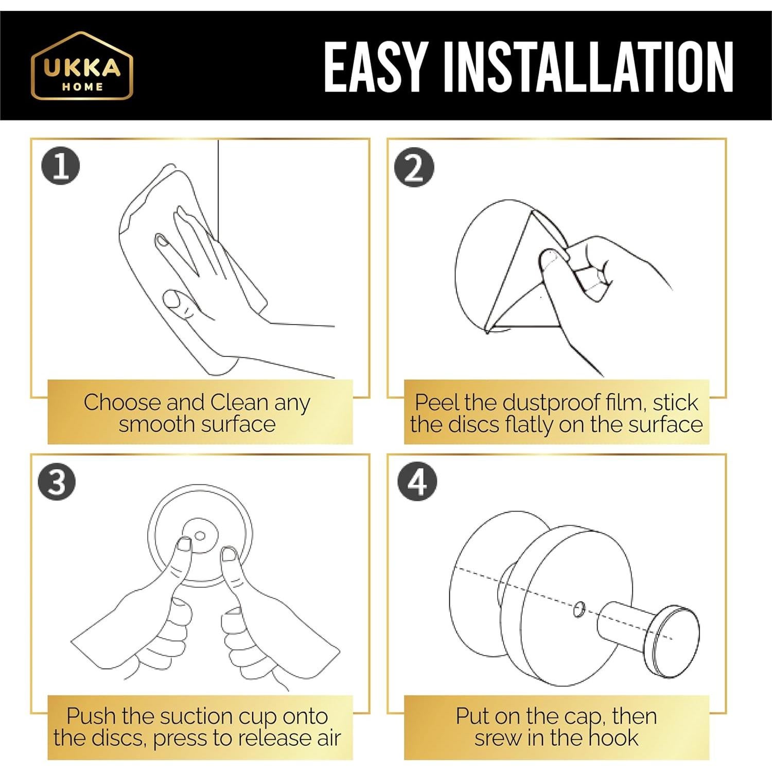 Ganchos de Ventosa UKKA HOME Acero Inoxidable 2 Unidades