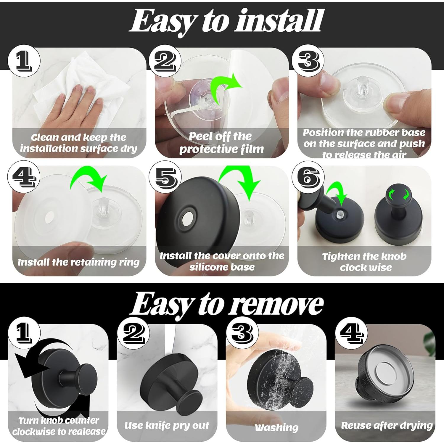 Ganchos de Ventosa CZMGFKD para Ducha y Cocina, 2 Pcs, 15 kg