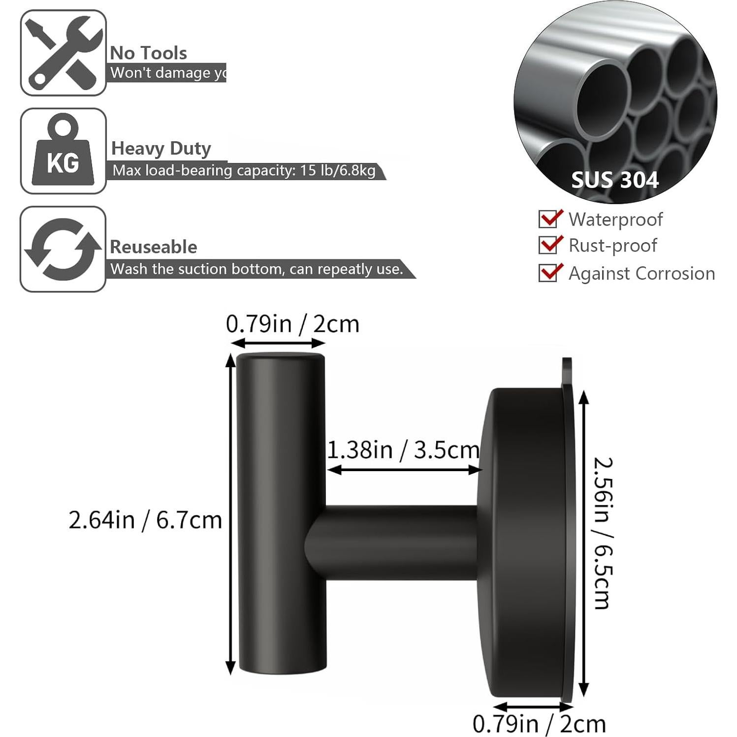 Ganchos de Ventosa DGYB Acero Inoxidable 2 Piezas 4.99 kg