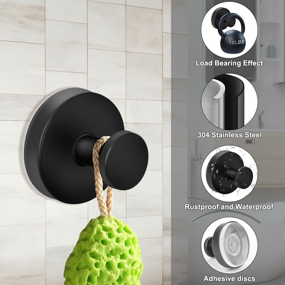 Ganchos de Ventosa MGahyi para Ducha y Baño - 2 Piezas Negro