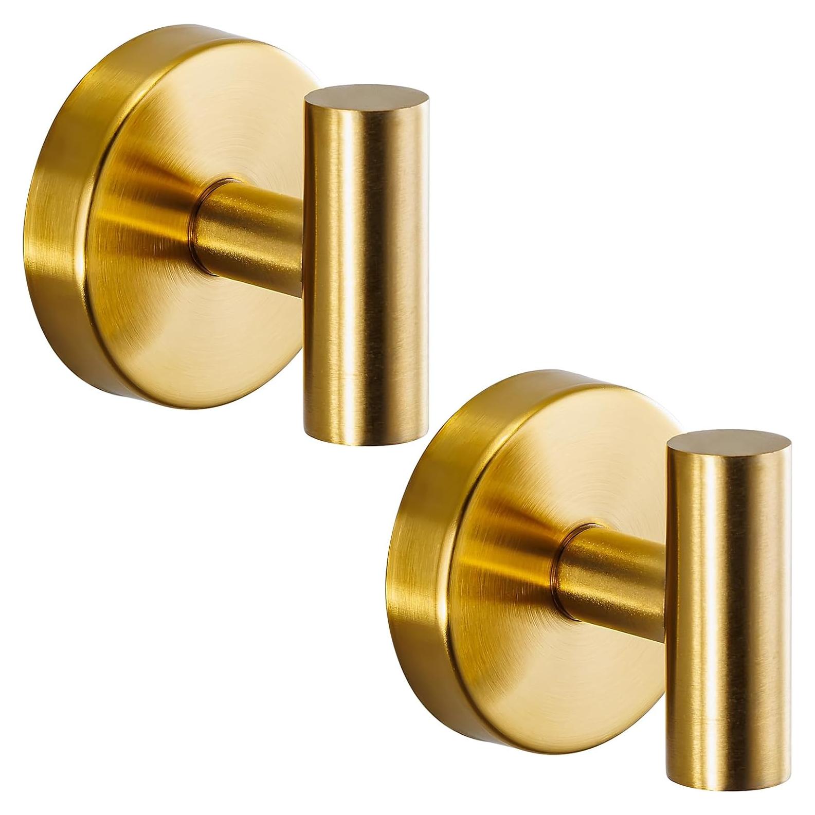 Ganchos de Ventosa Fenas para Baño y Cocina - 2 Unidades Oro Cepillado