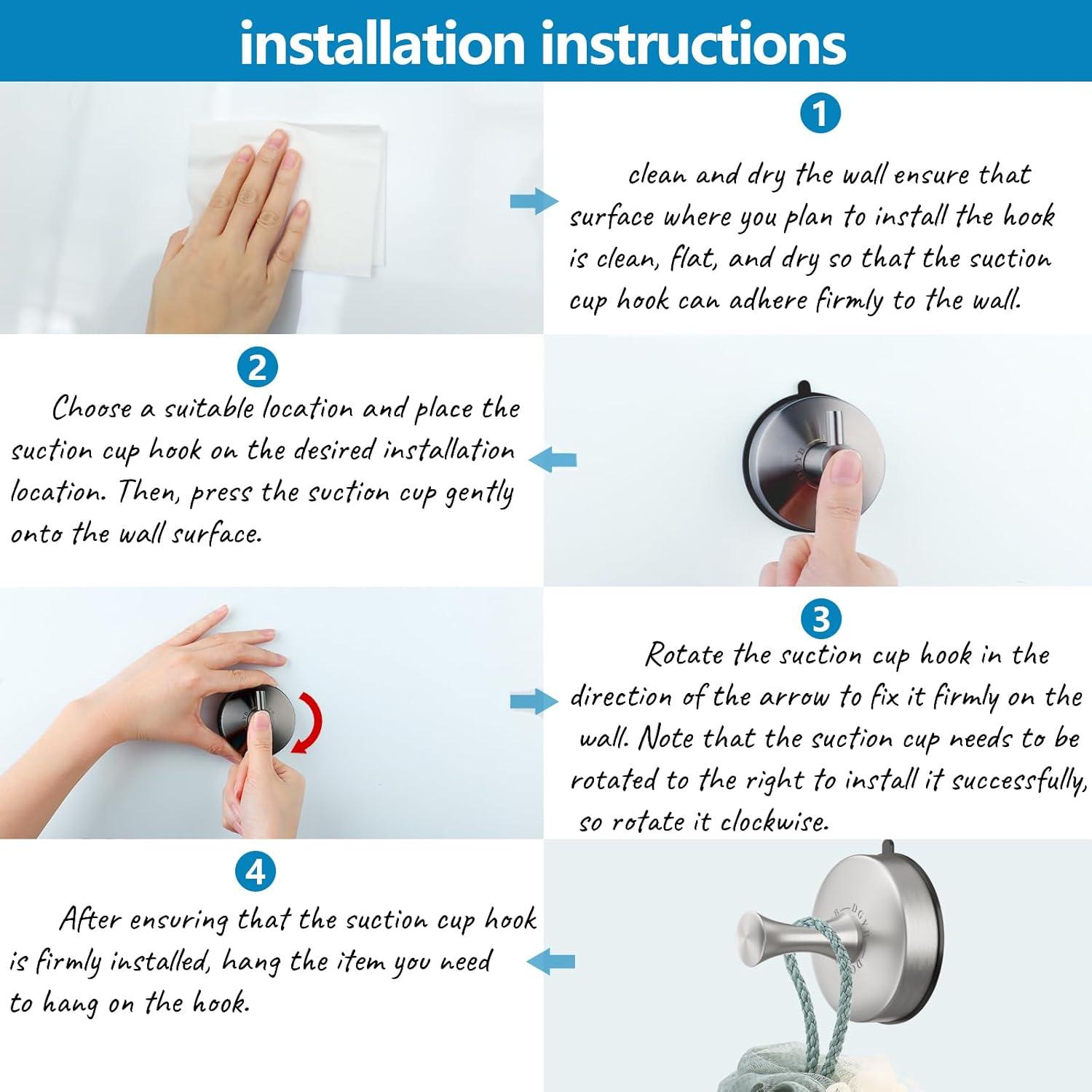 Ganchos de Ventosa DGYB para Ducha 2 Pcs Acero Inoxidable 304