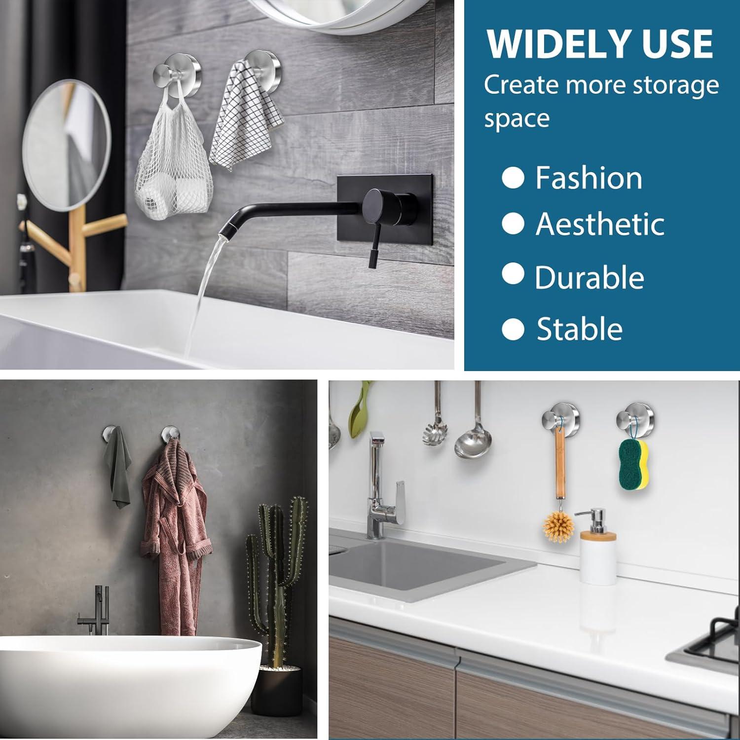 Ganchos de Ventosa AbluFirst 2 PCS Acero Inoxidable 6.8 kg