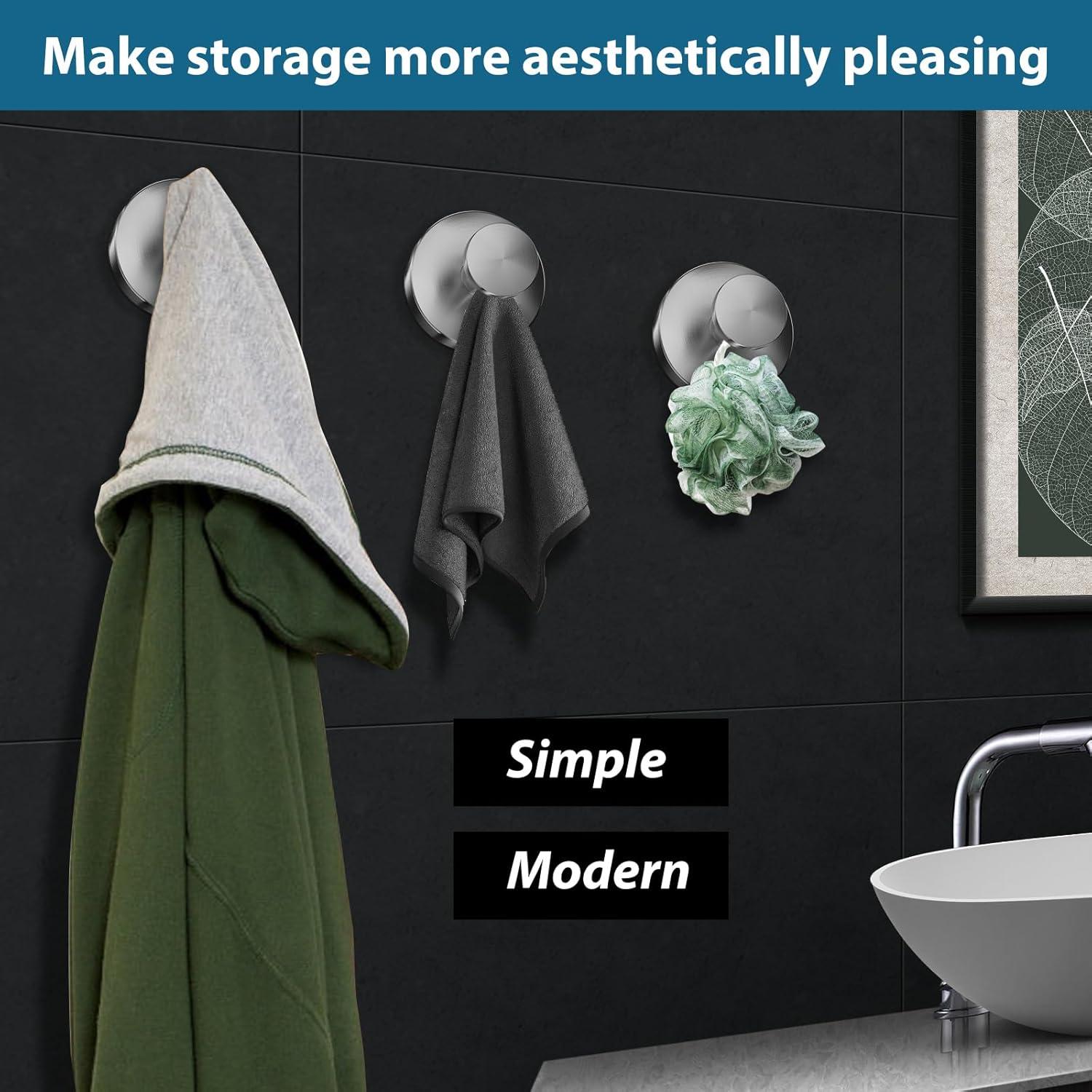 Ganchos de Ventosa AbluFirst 2 PCS Acero Inoxidable 6.8 kg