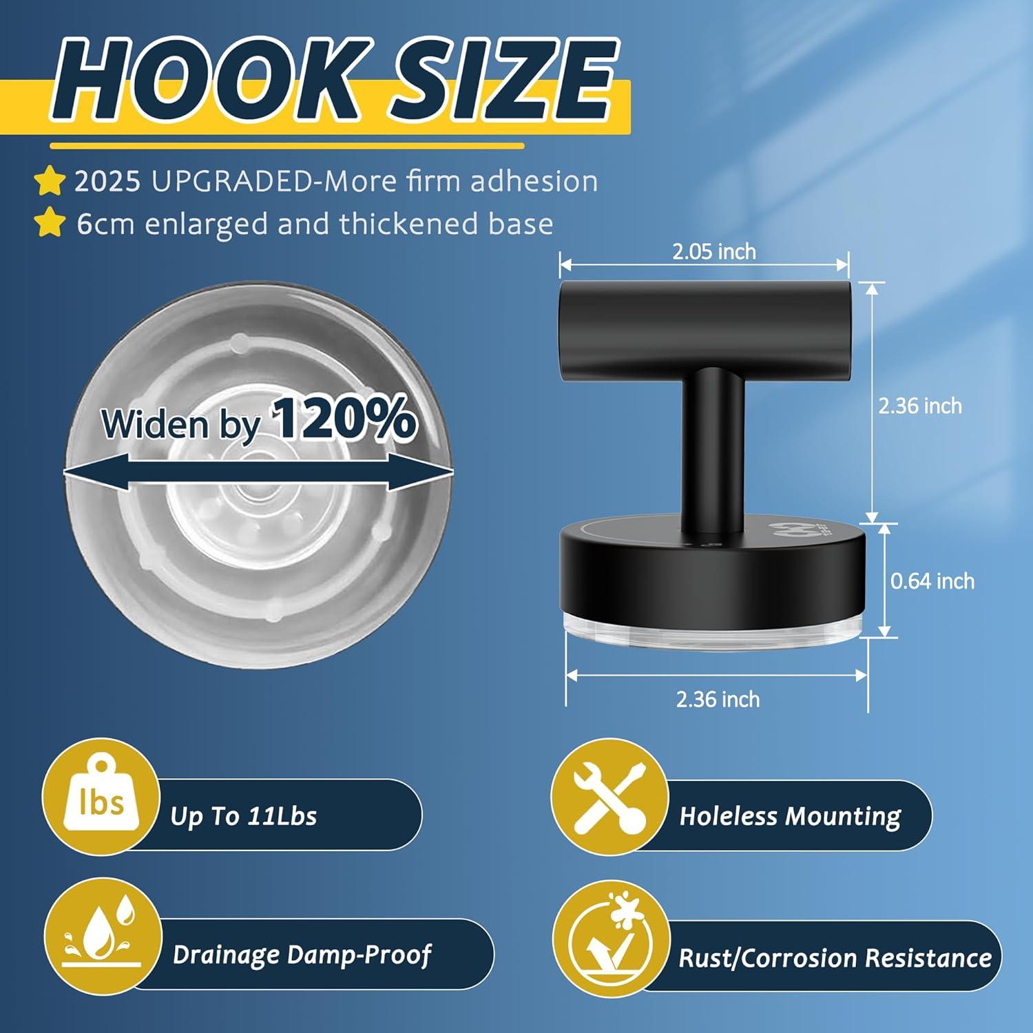 Ganchos de Ventosa CMDZHF 4Pcs Acero Inoxidable Negro