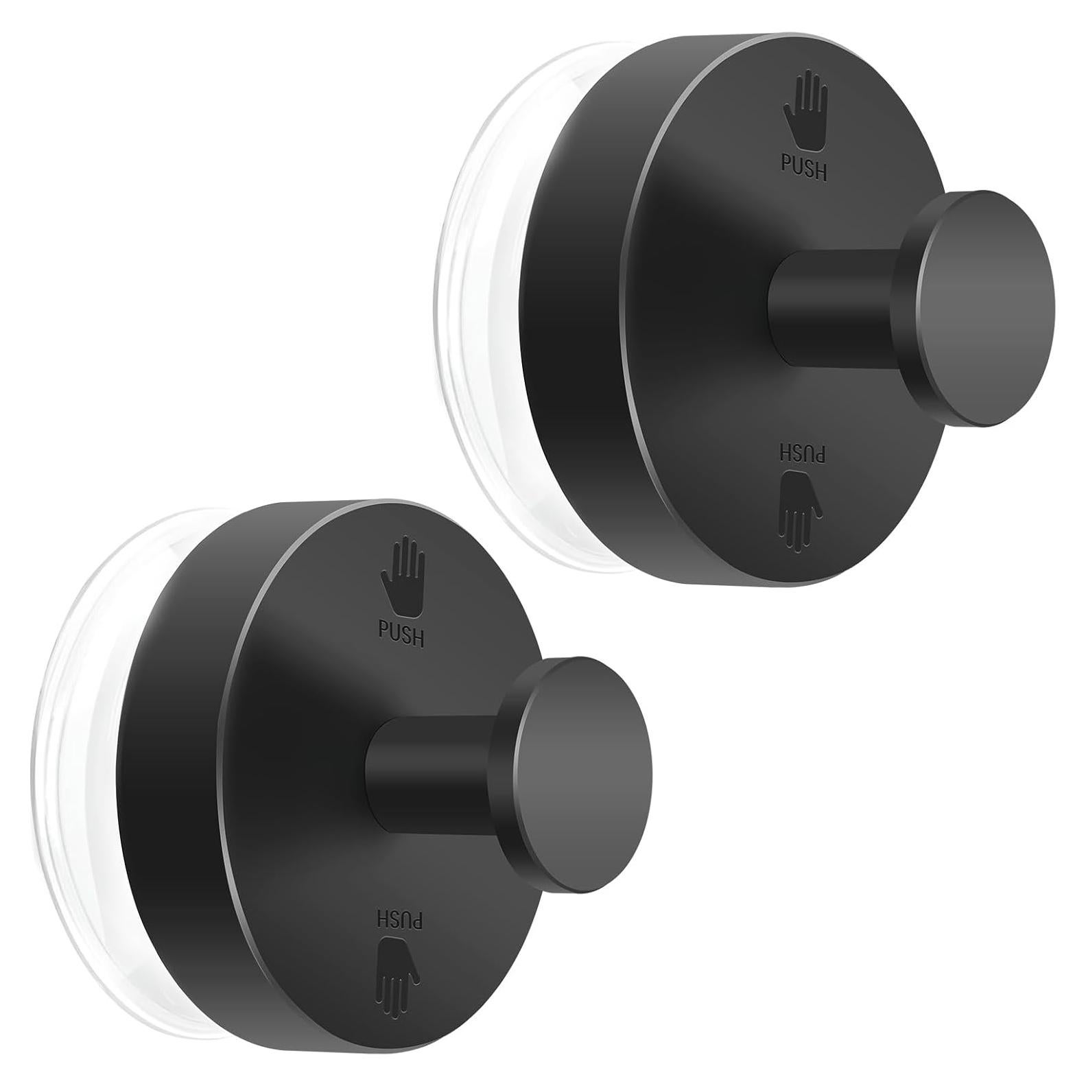 Ganchos de Ventosa Removibles HangerSpace - 2 Piezas, Negro Mate