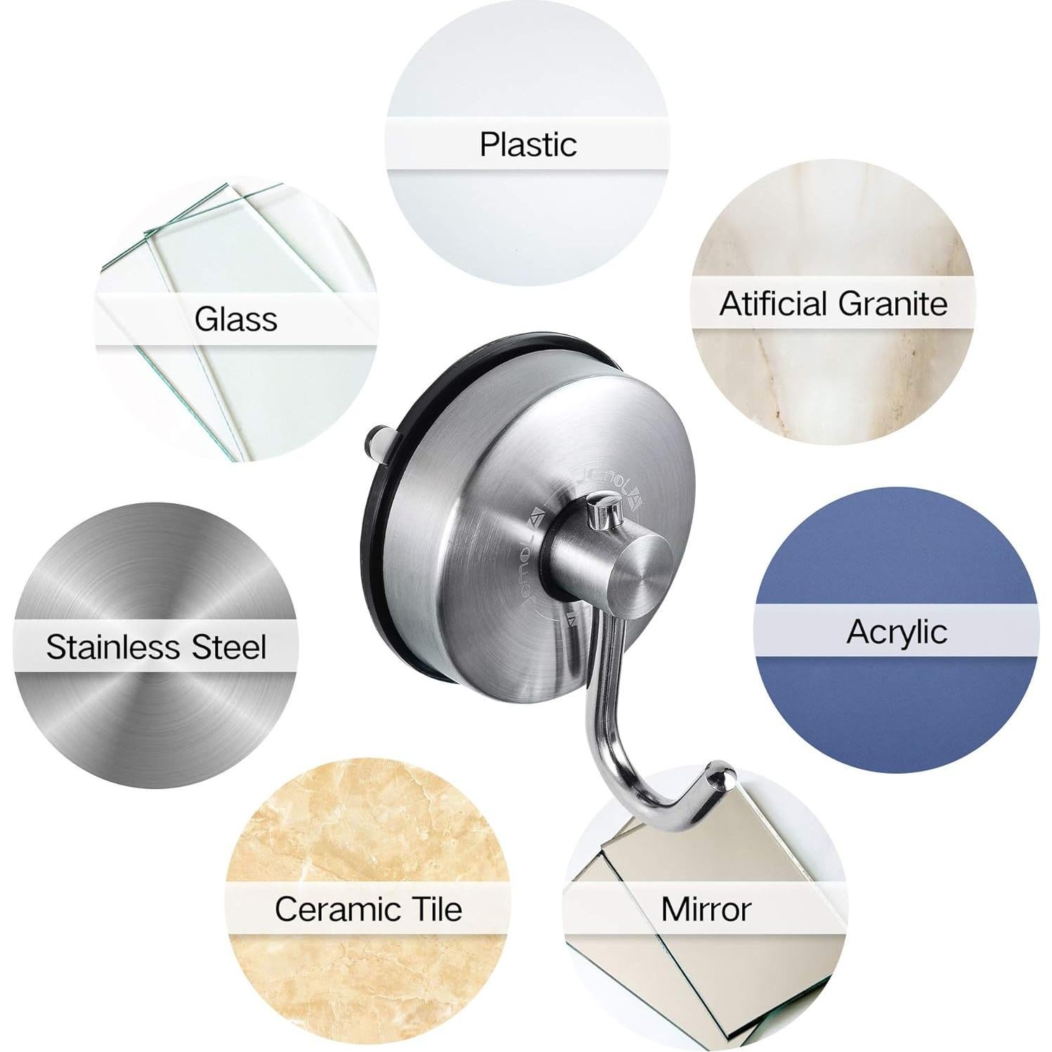 Gancho de Ducha JOMOLA con Ventosa 2PCS Acero Inoxidable