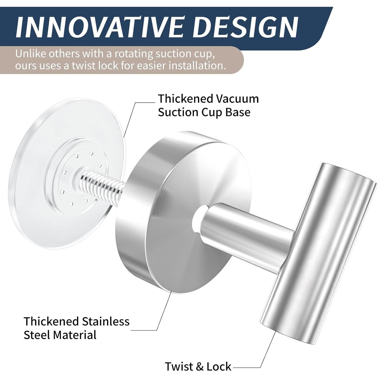 Ganchos de Ventosa Ycxz para Ducha y Cocina 2 Piezas Plata