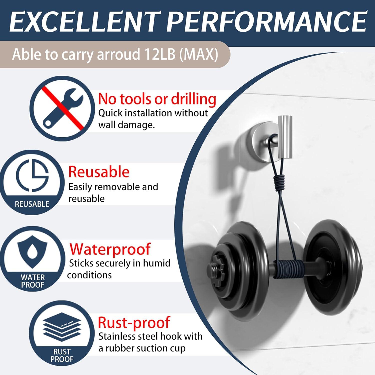 Ganchos de Ventosa Ycxz para Ducha y Cocina 2 Piezas Plata