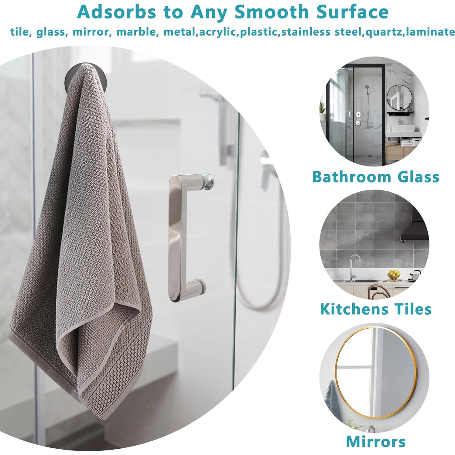 Ganchos de Ventosa Epritliber 2 Pcs Acero Inoxidable Negro Mate