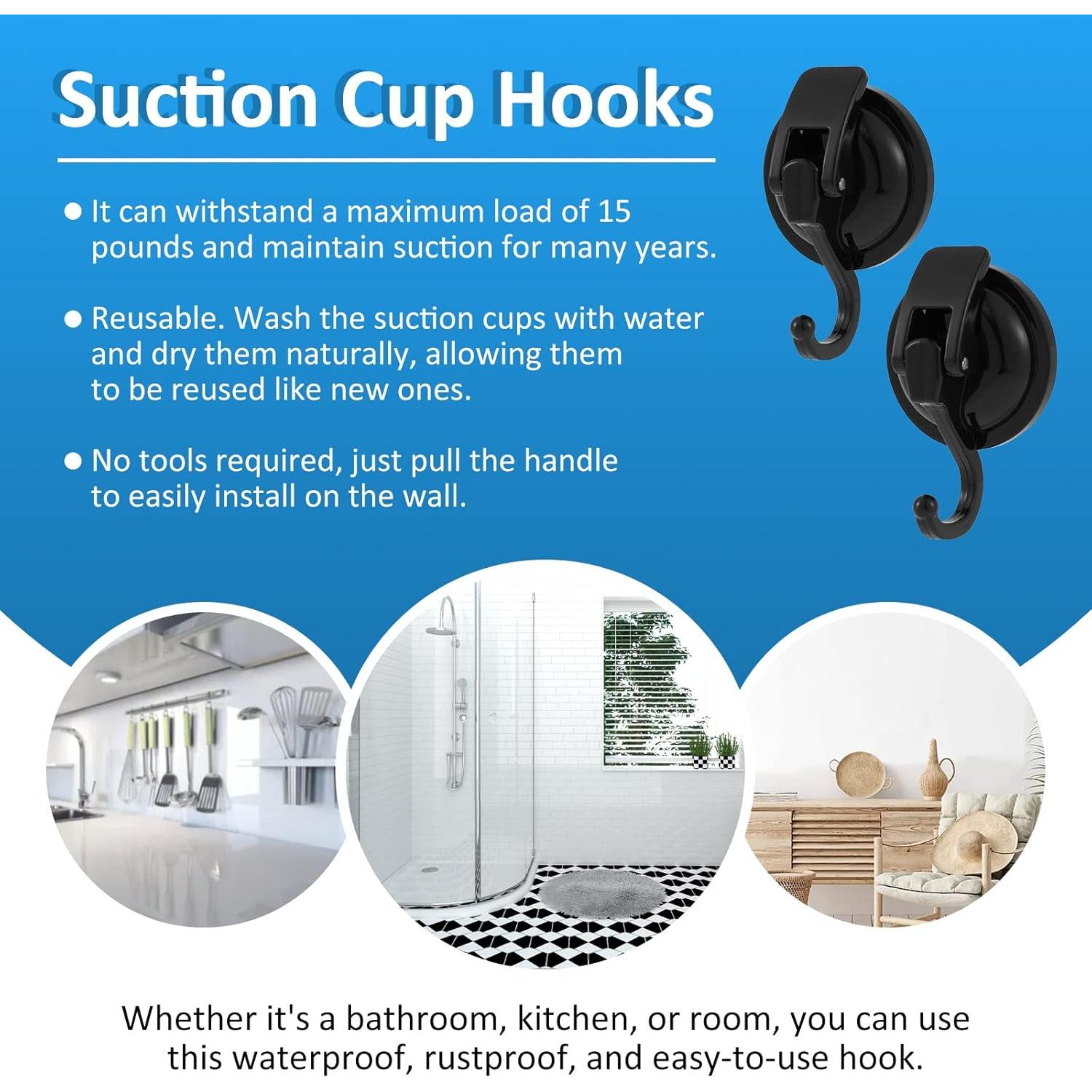 Gancho de Ventosa Reutilizable YMKWZ 15LB Negro 2pcs