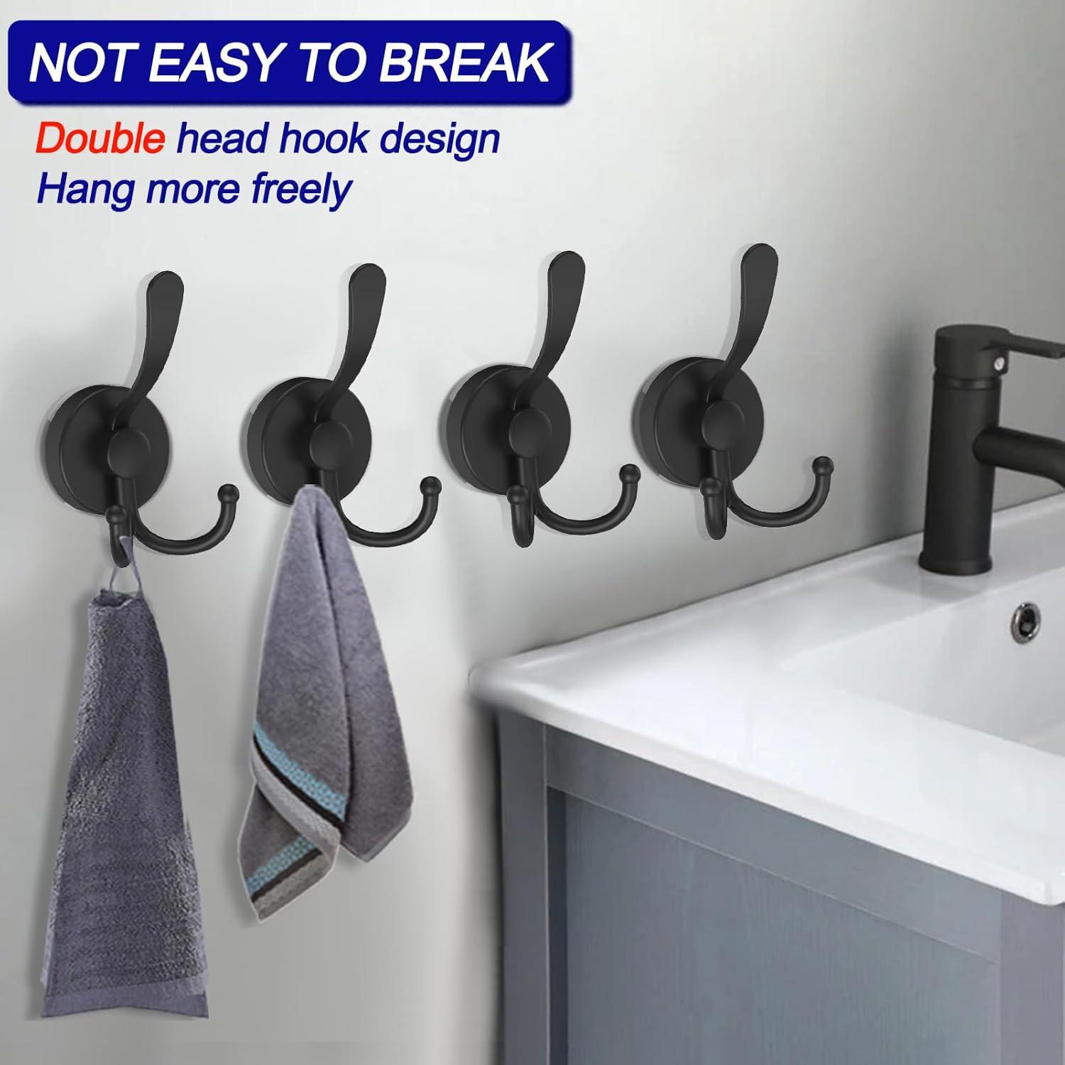 Ganchos de Ventosa Dobles Bntuk para Ducha - 2 Piezas, Negro