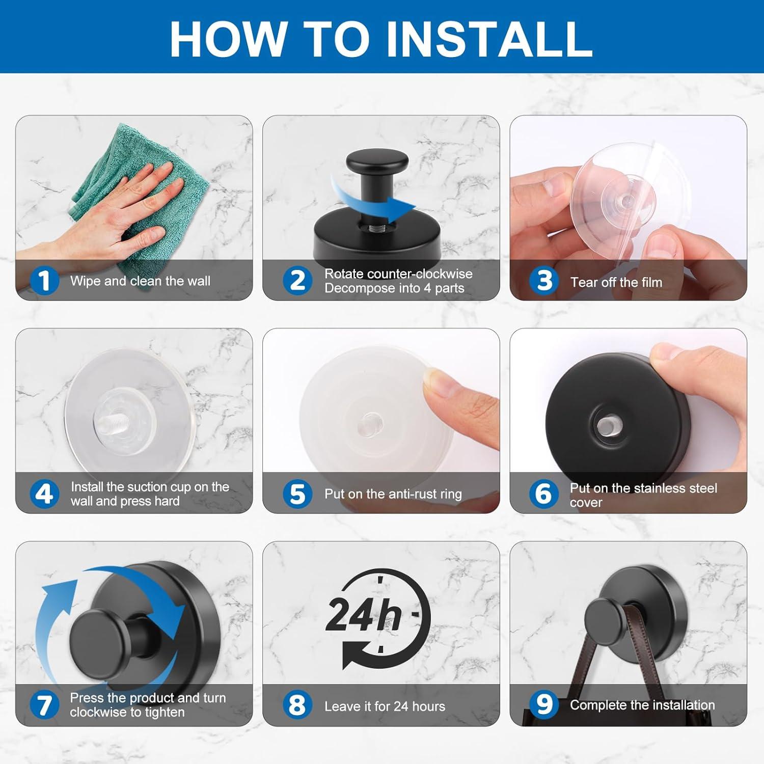 Ganchos de Ventosa EASETROL para Ducha - Acero Inoxidable, 2 Unidades