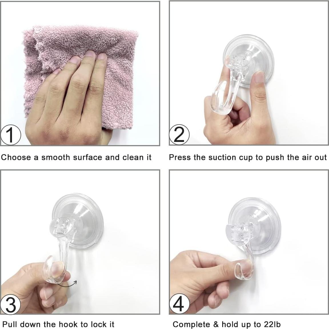 Ganchos de Ventosa Transparentes STAMI PLET - 2 Piezas 10KG