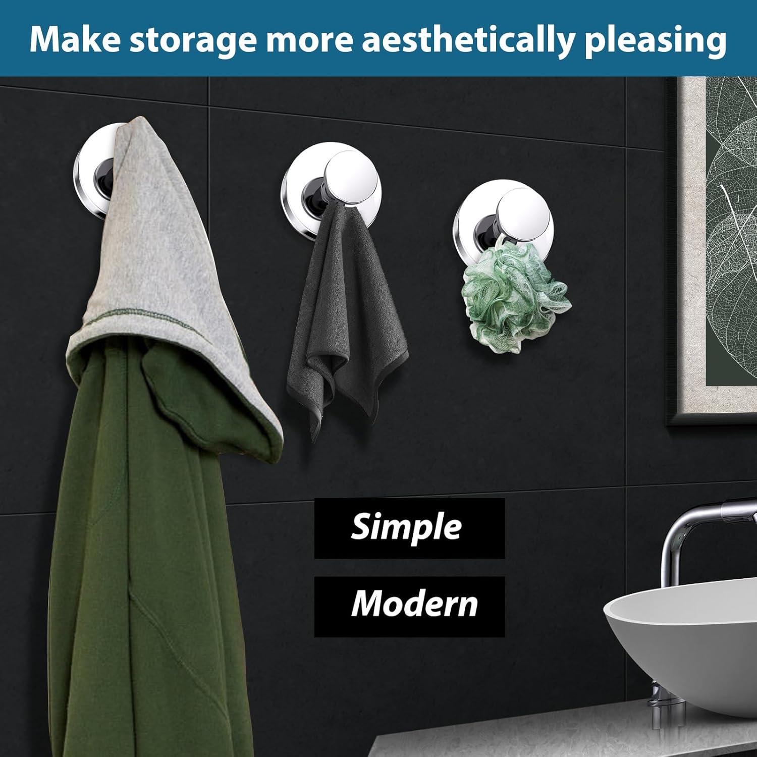 Ganchos de Ventosa AbluFirst para Ducha y Baño - 2 PCS, Cromo, 6.8 kg