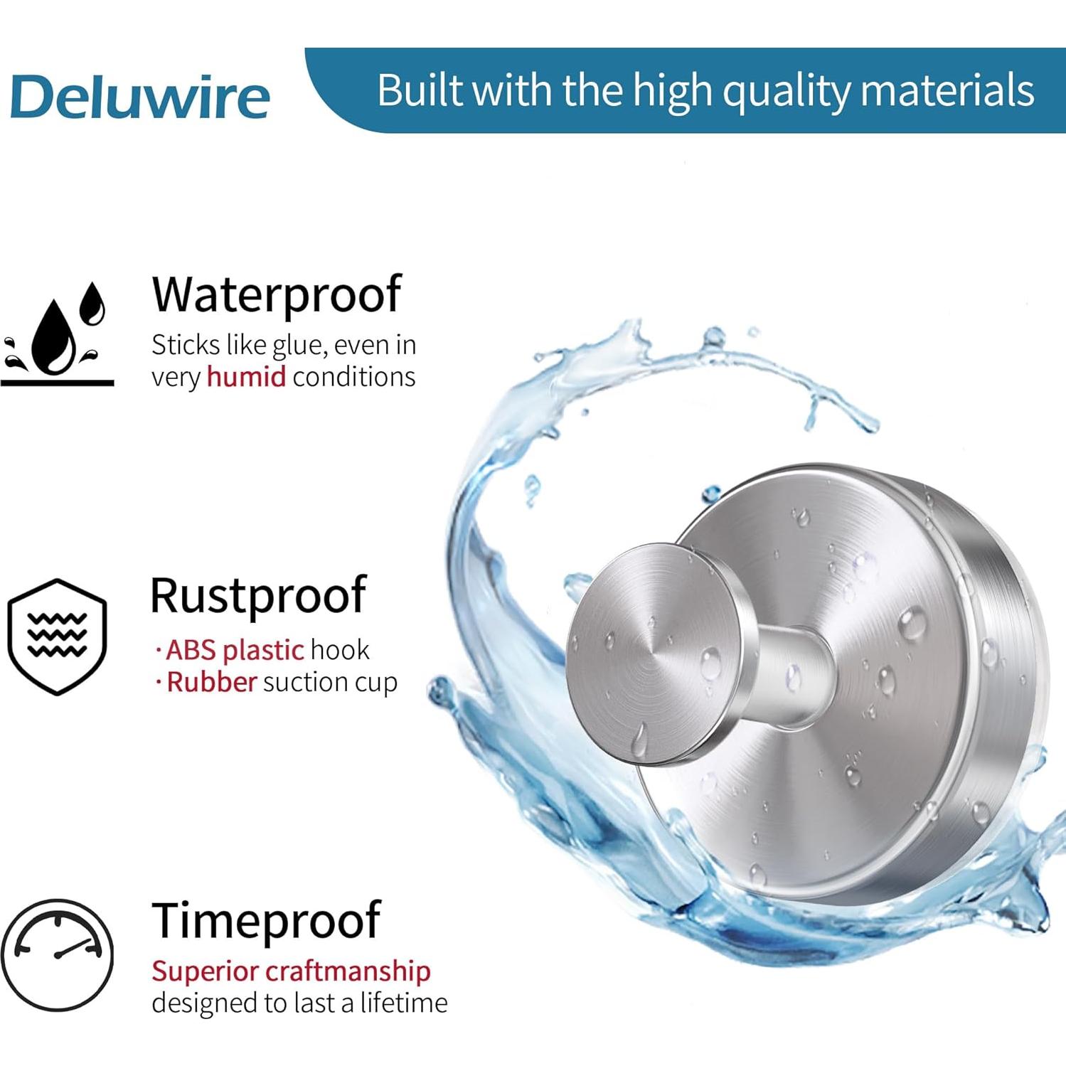 Ganchos de Ventosa Deluwire 4 Piezas Plata para Ducha