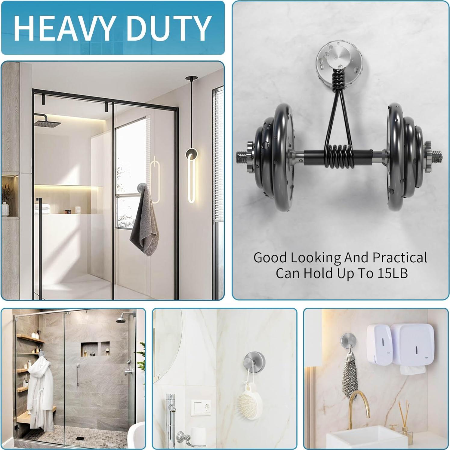 Ganchos de Ventosa Deluwire 4 Piezas Plata para Ducha