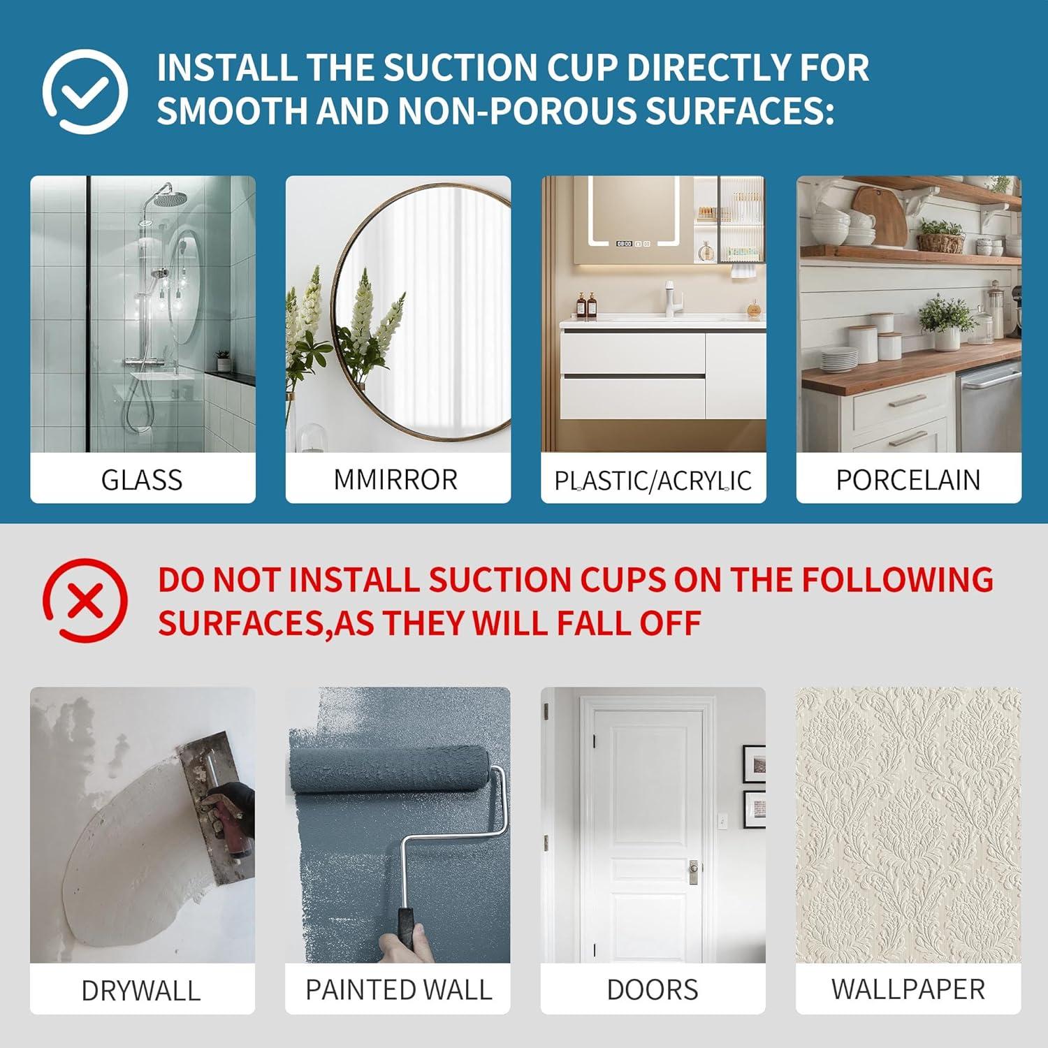 Ganchos de Ventosa Deluwire 4 Piezas Plata para Ducha